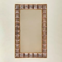 Contemporary Pale Pink Murano Glass and Brass 'Jewel' Mirror