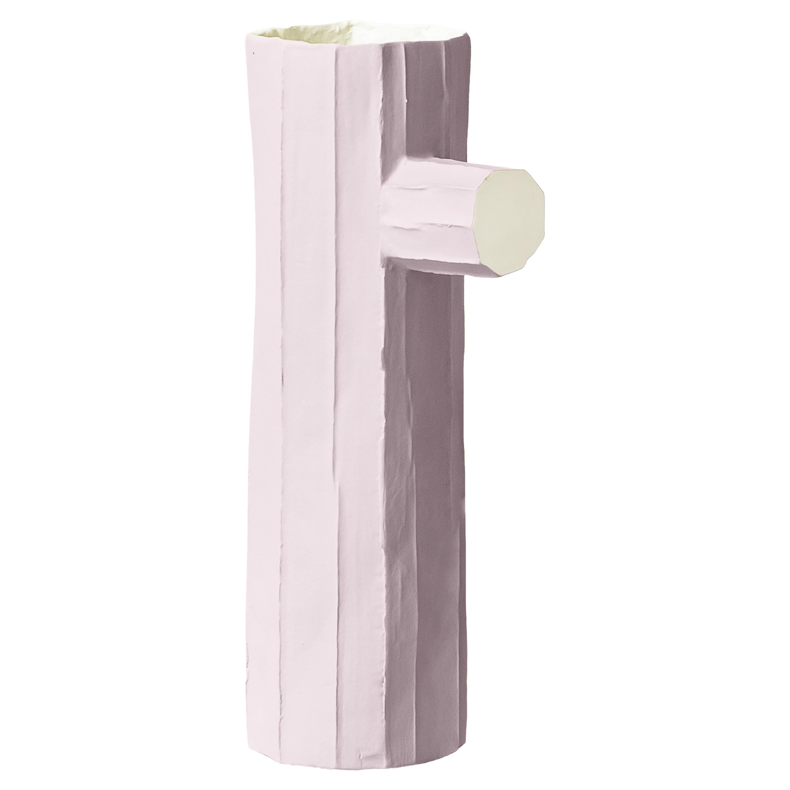 Scultura contemporanea in carta argilla rosa pallido PINO MONO