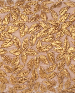 Contemporary Pale Pink Silk Velvet Pillow with Metallic Embroidery