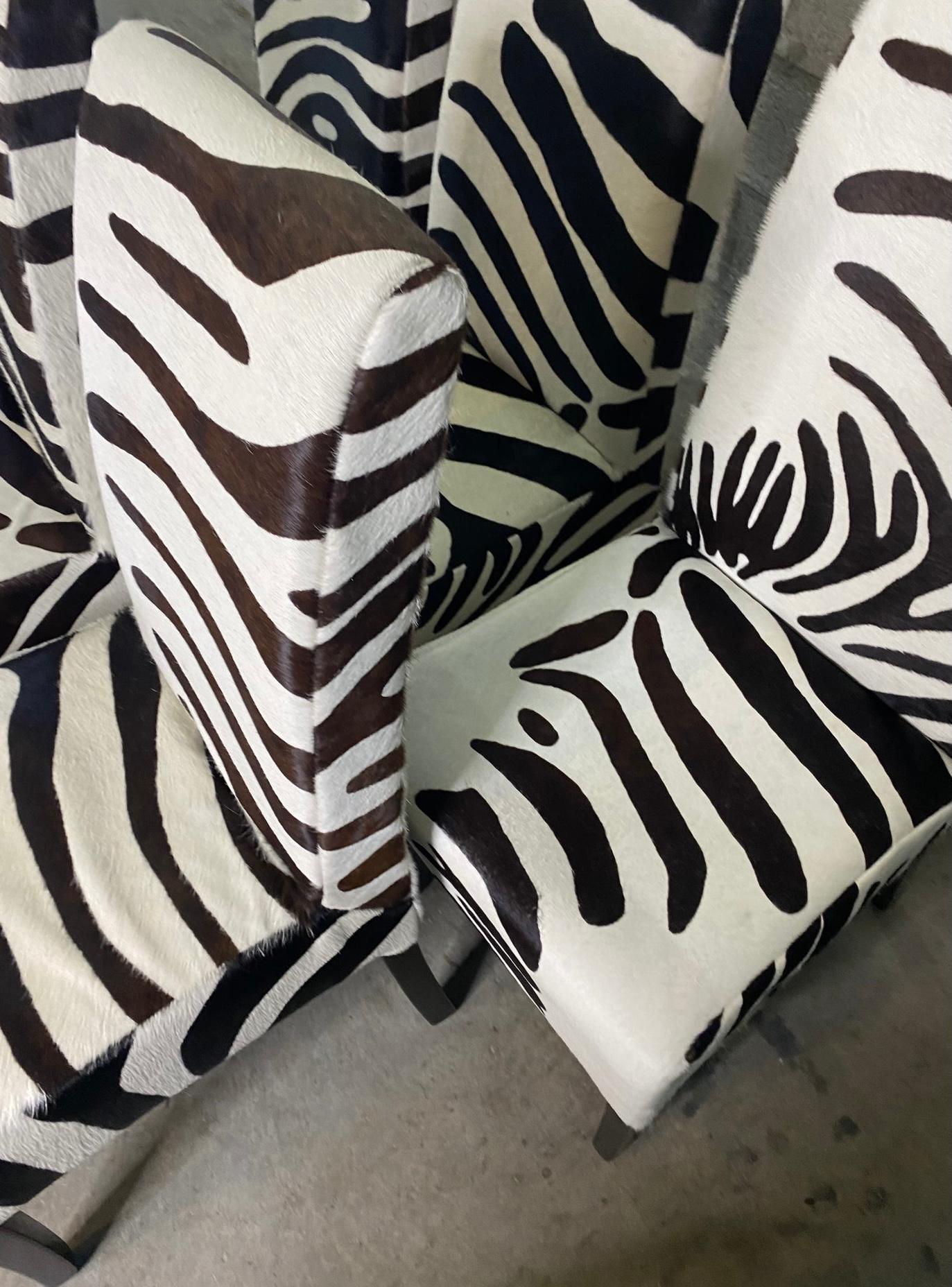 Organic Modern Contemporary Palecek Zebra Dining Chairs, Set of 6