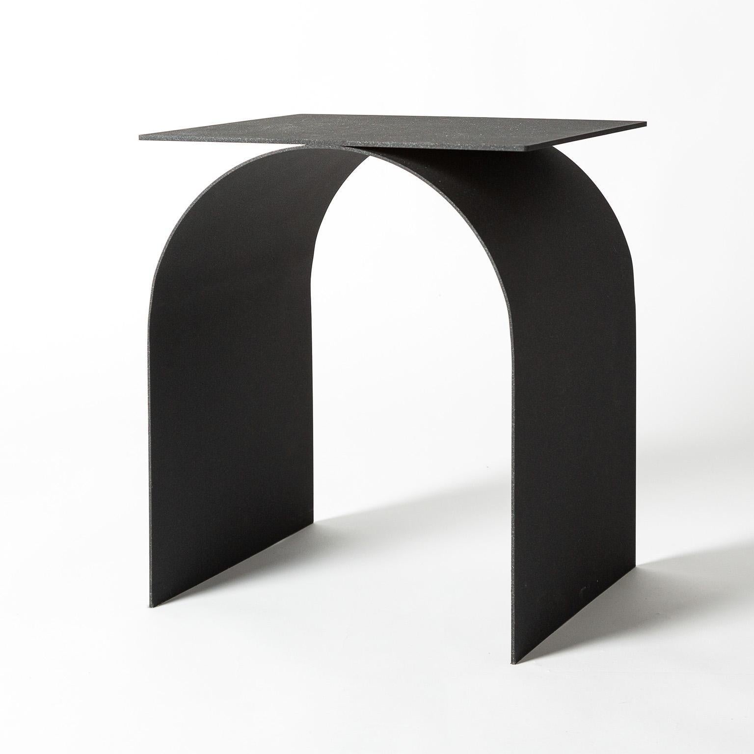 The architectural essence of the stools derives from the neoclassic style of Palladio.
A sheet of thin metal as air draws the shape of this timeless product. A square shape projecting shadows on an arch is the focus behind this timeless stool.