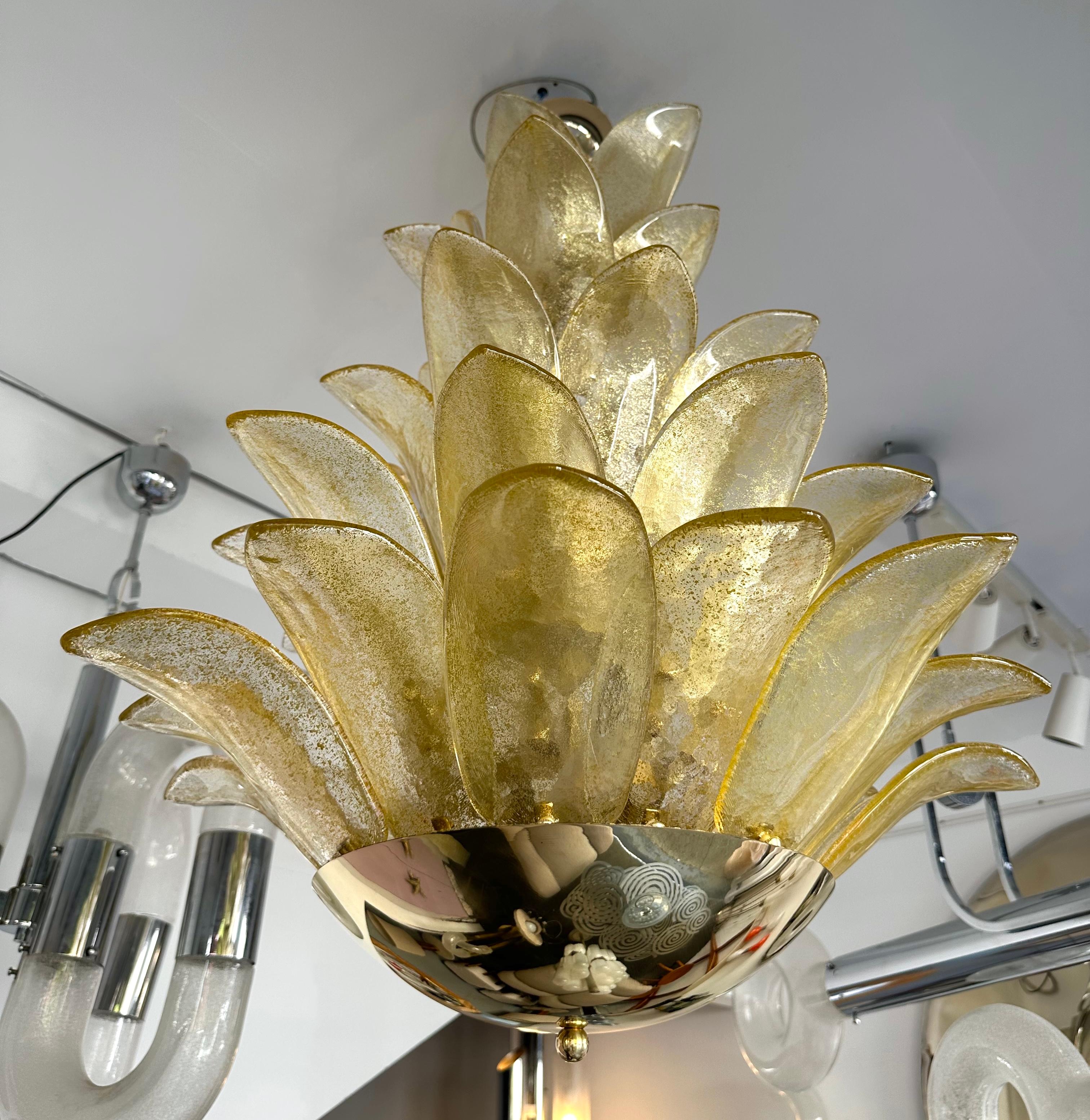 Lights Contemporary Palm suspendus Gold Murano Glass and Brass , Italy en vente 3