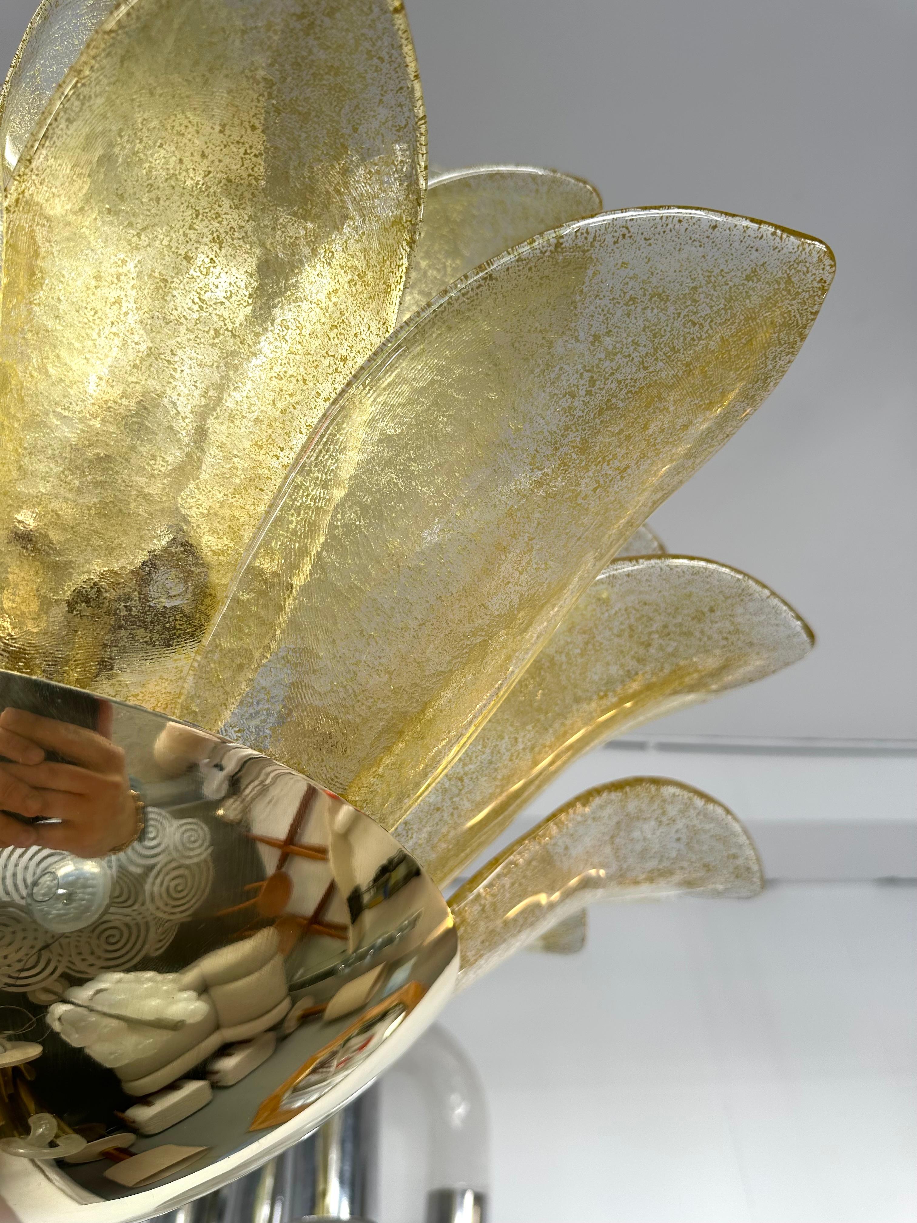 Lights Contemporary Palm suspendus Gold Murano Glass and Brass , Italy en vente 4