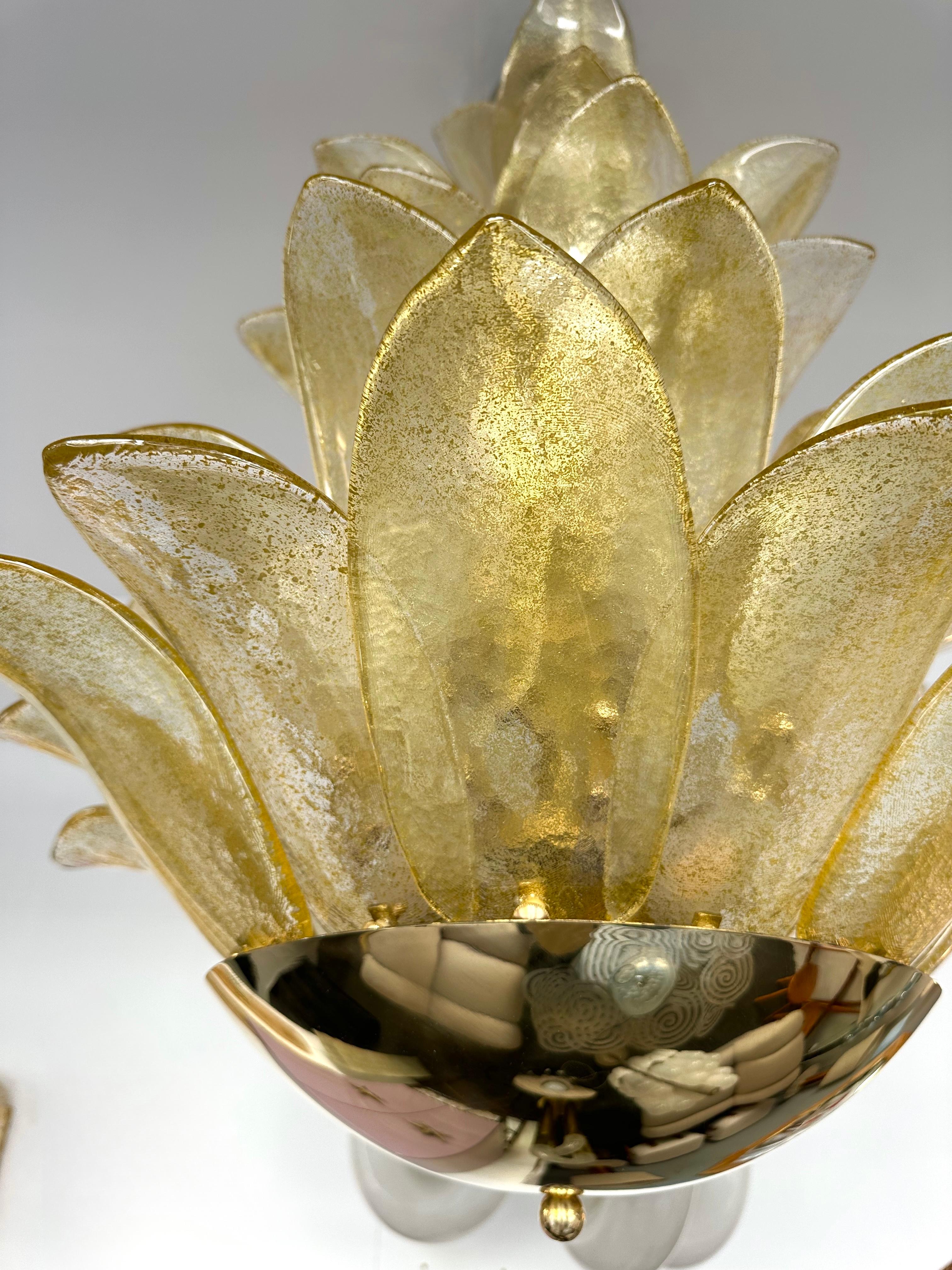 Lights Contemporary Palm suspendus Gold Murano Glass and Brass , Italy en vente 5