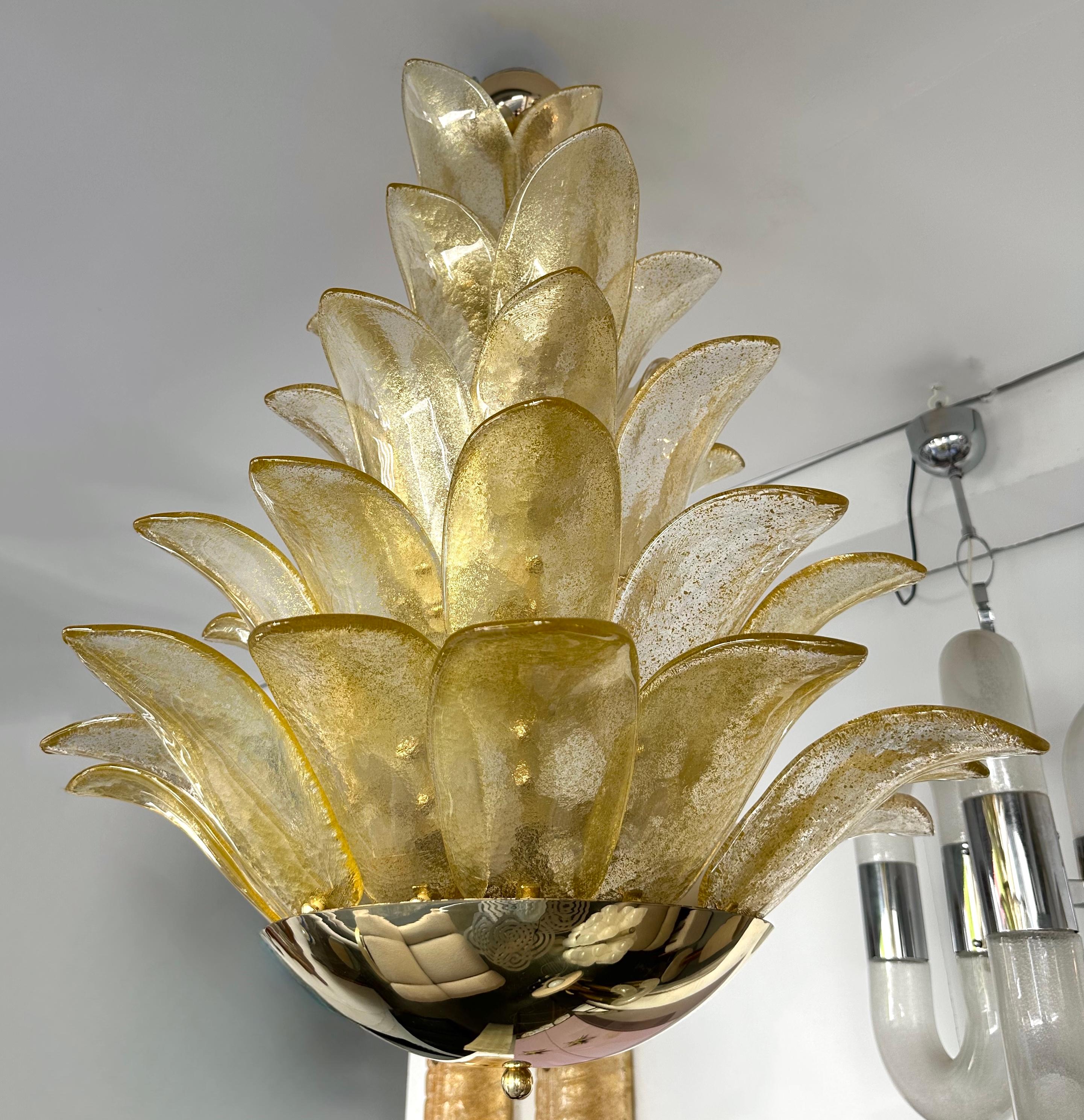 Lights Contemporary Palm suspendus Gold Murano Glass and Brass , Italy en vente 6