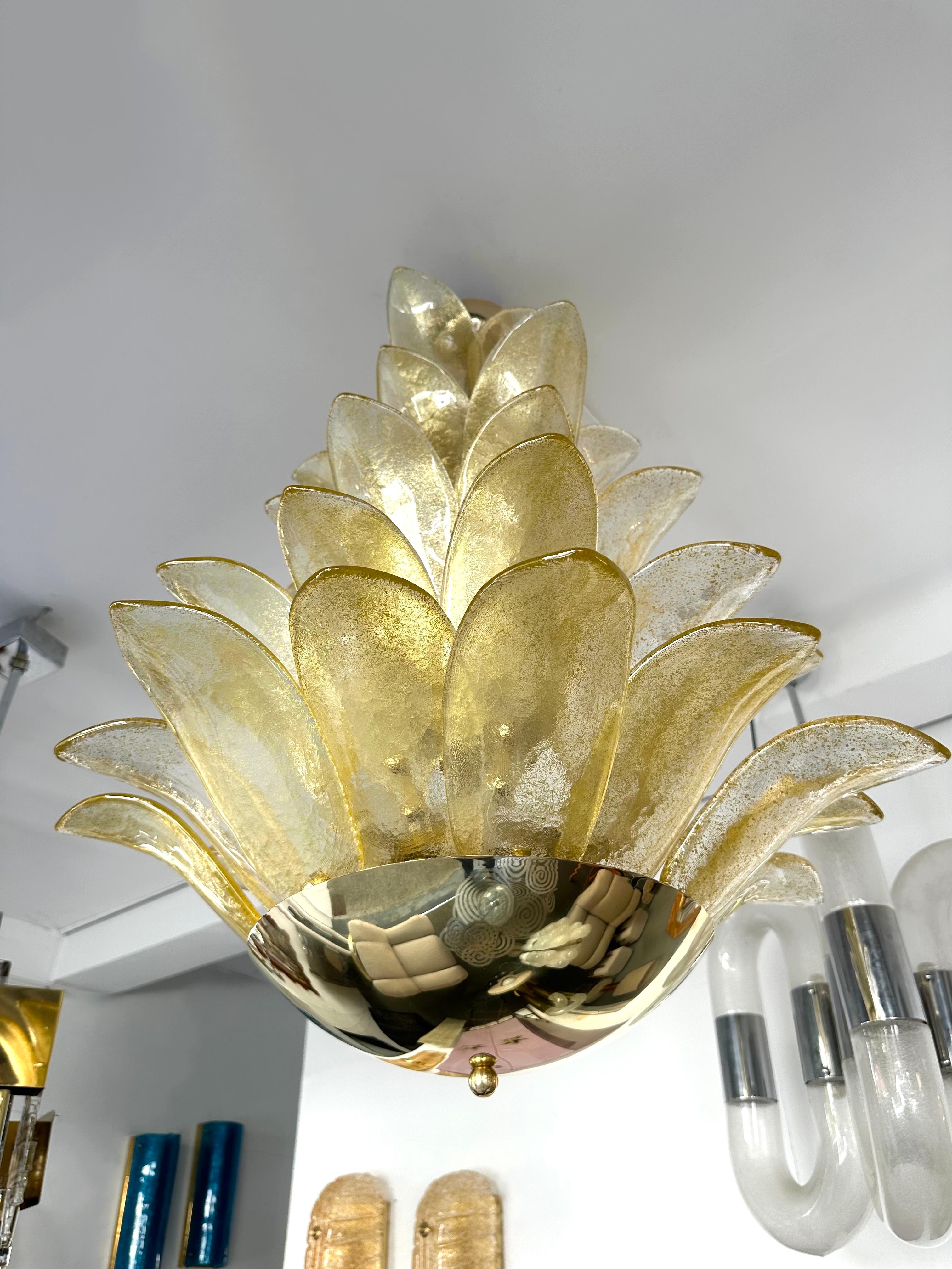 Lights Contemporary Palm suspendus Gold Murano Glass and Brass , Italy Neuf - En vente à SAINT-OUEN, FR