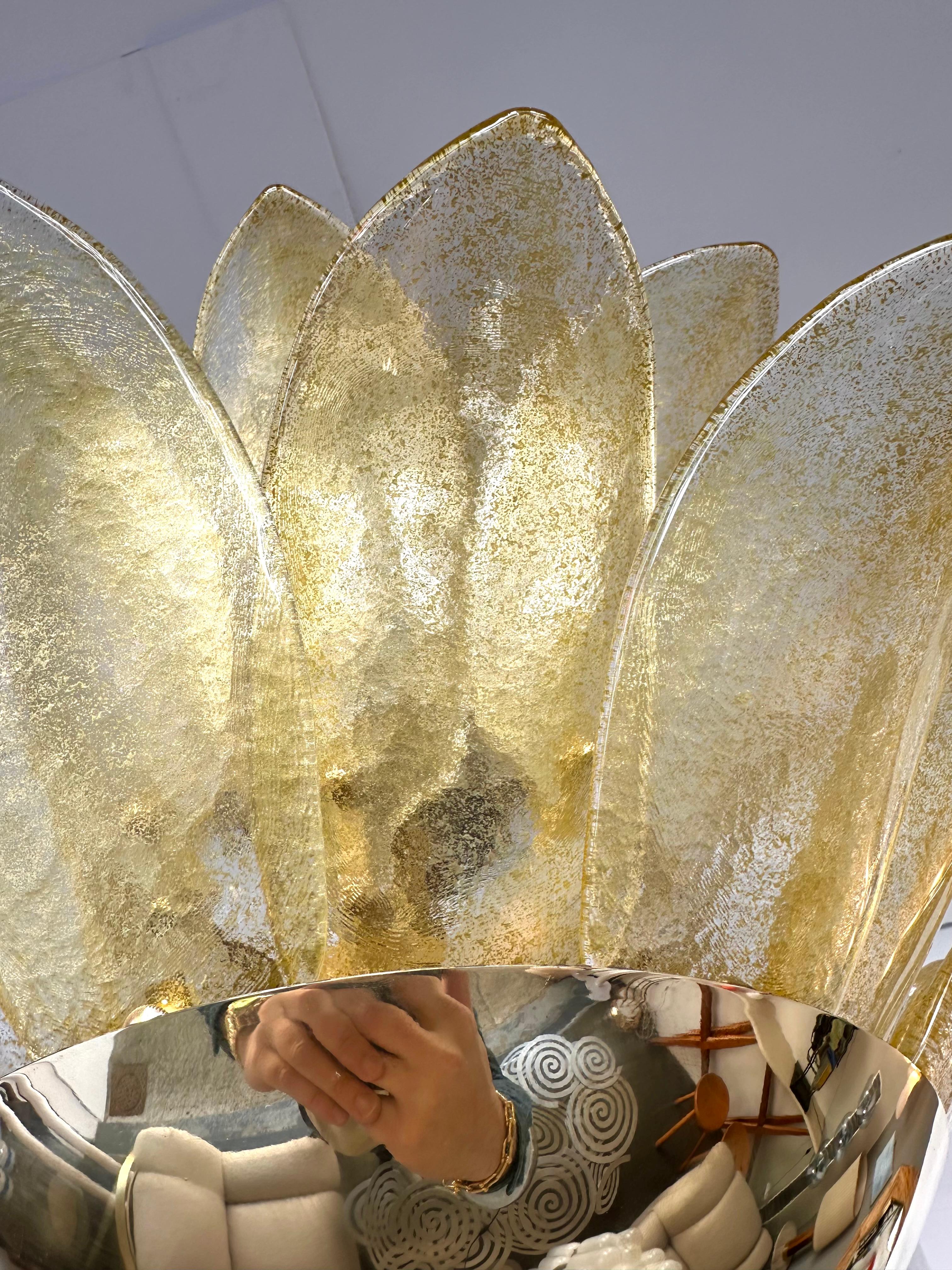 Lights Contemporary Palm suspendus Gold Murano Glass and Brass , Italy en vente 1
