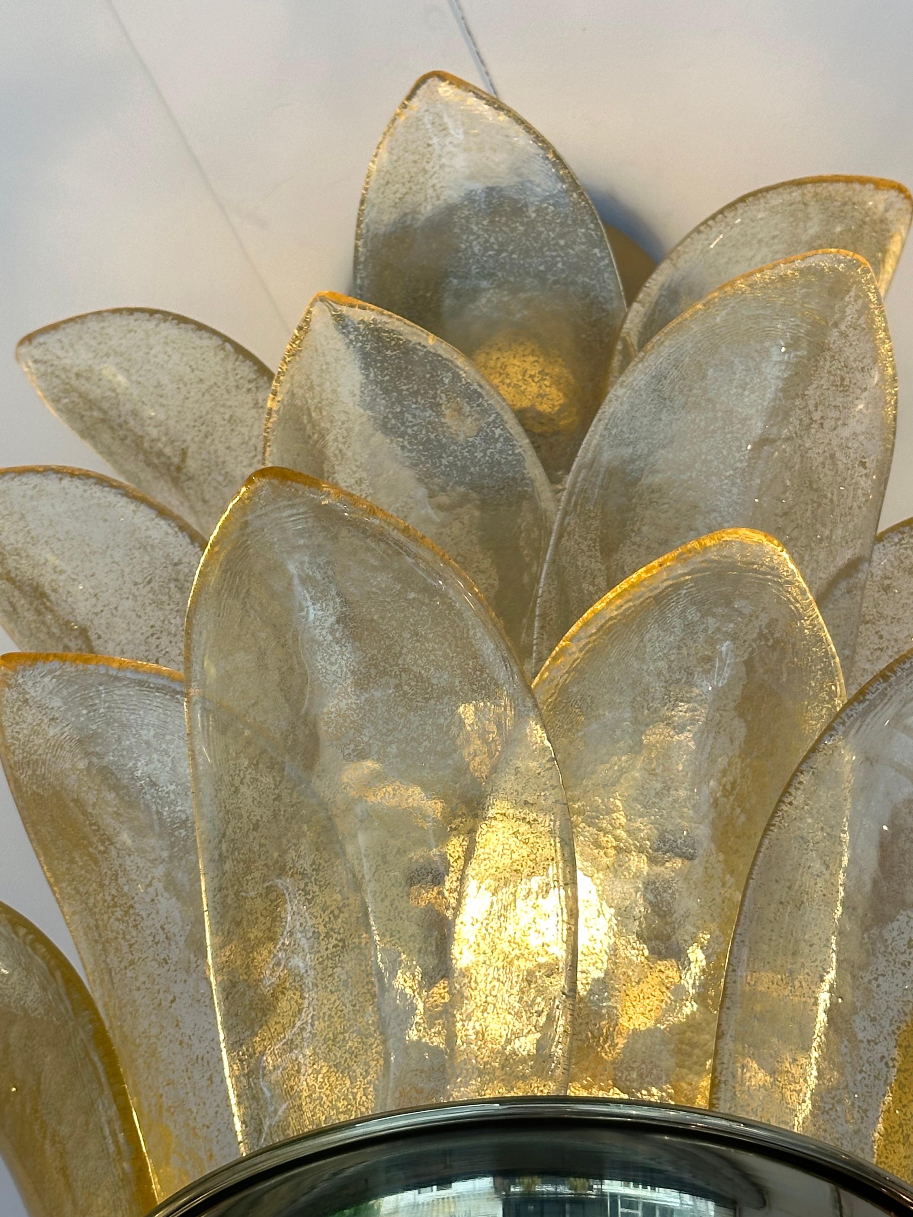 Pendentif Contemporary Palm Lightning Gold Murano Glass and Brass , Italy 4