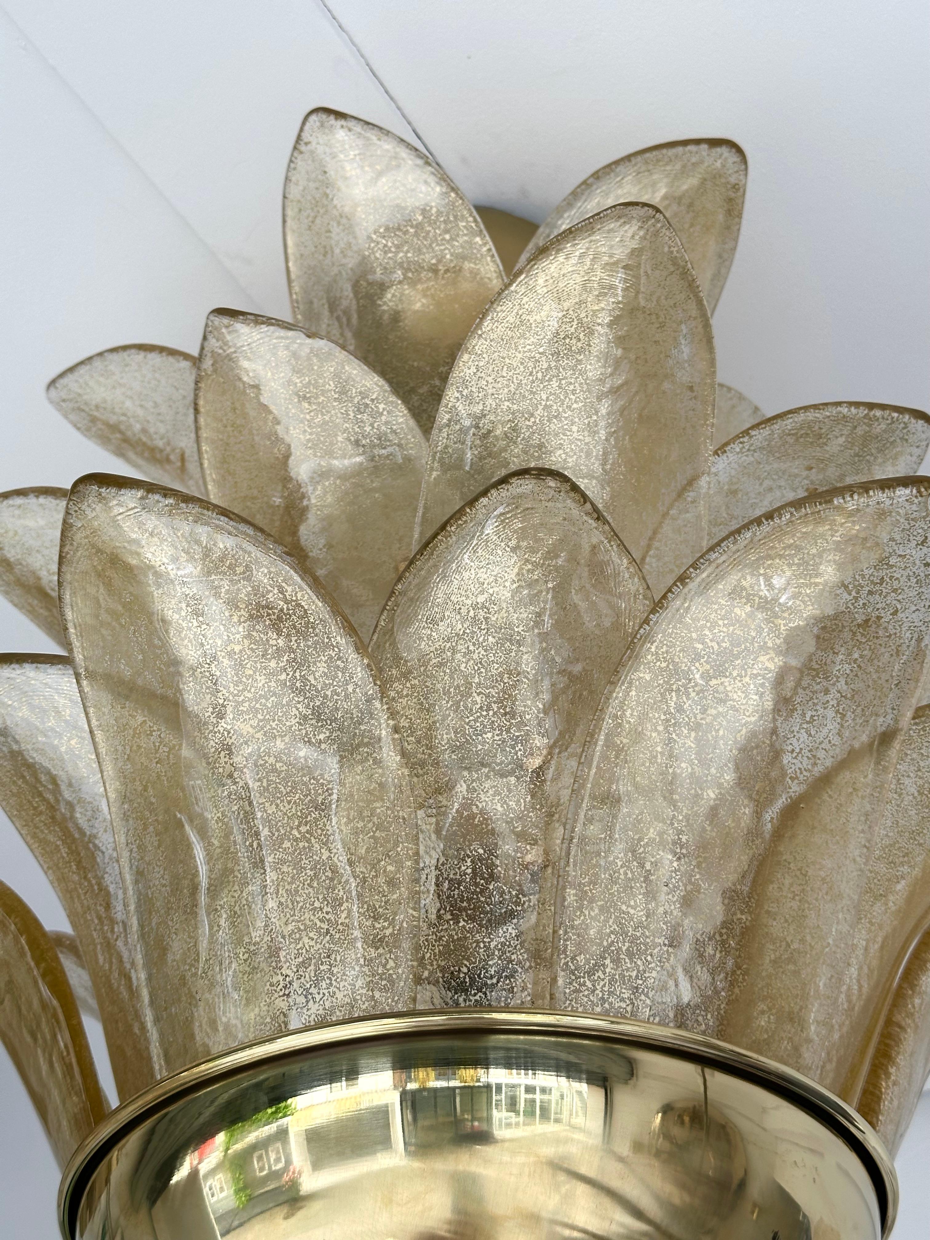 Pendentif Contemporary Palm Lightning Gold Murano Glass and Brass , Italy Neuf à SAINT-OUEN, FR