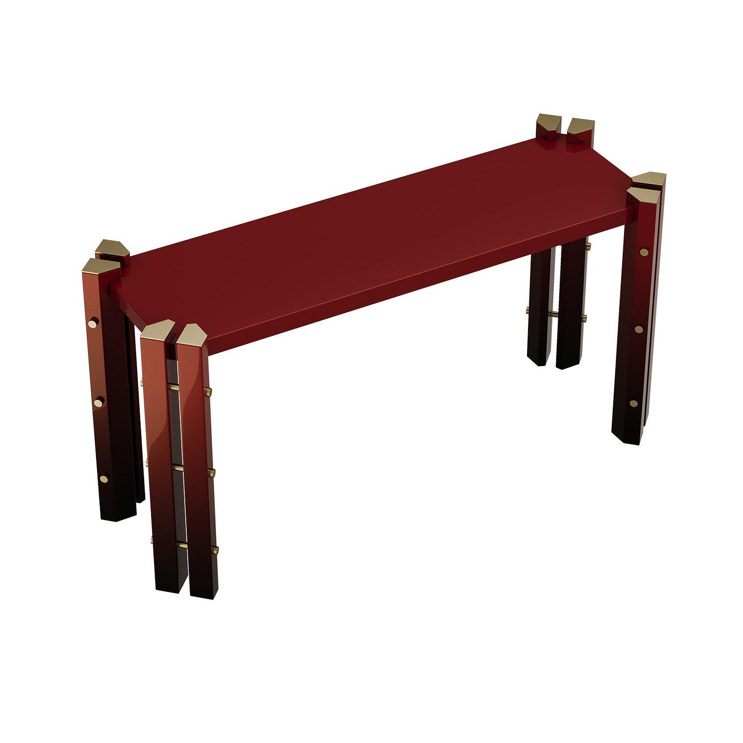 Hand-Crafted Contemporary Paloma Console in Lacquer with Brass Details by Mavo Atelier For Sale
