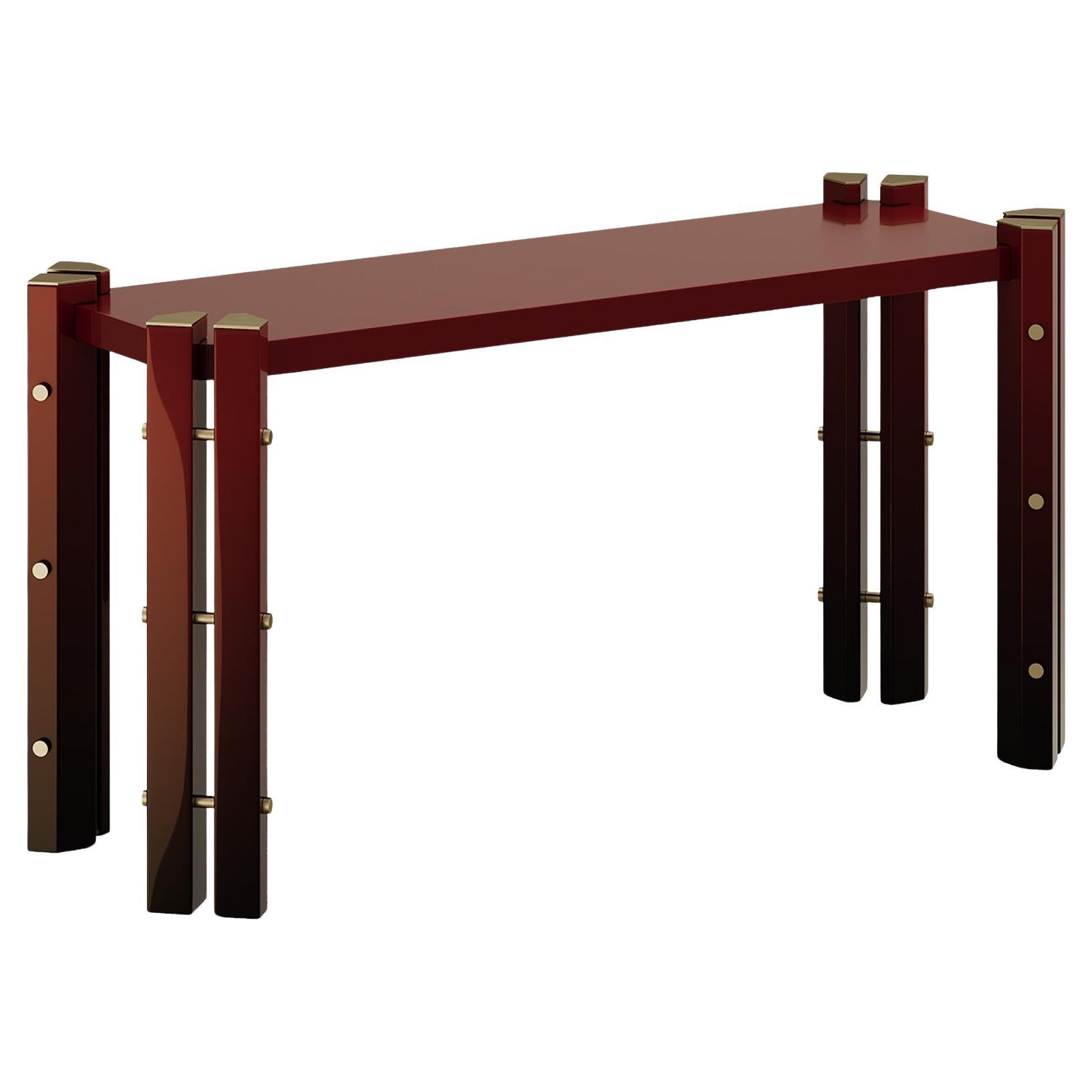 Contemporary Paloma Console in Lacquer with Brass Details by Mavo Atelier