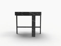 Contemporary Paloma Side Table in Nero Marquina Marble by Bernhardt & Vella