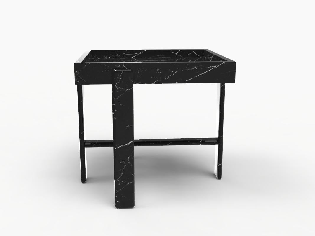 Contemporary Paloma Side Table in Nero Marquina Marble by Bernhardt & Vella In New Condition For Sale In Castelo da Maia, PT