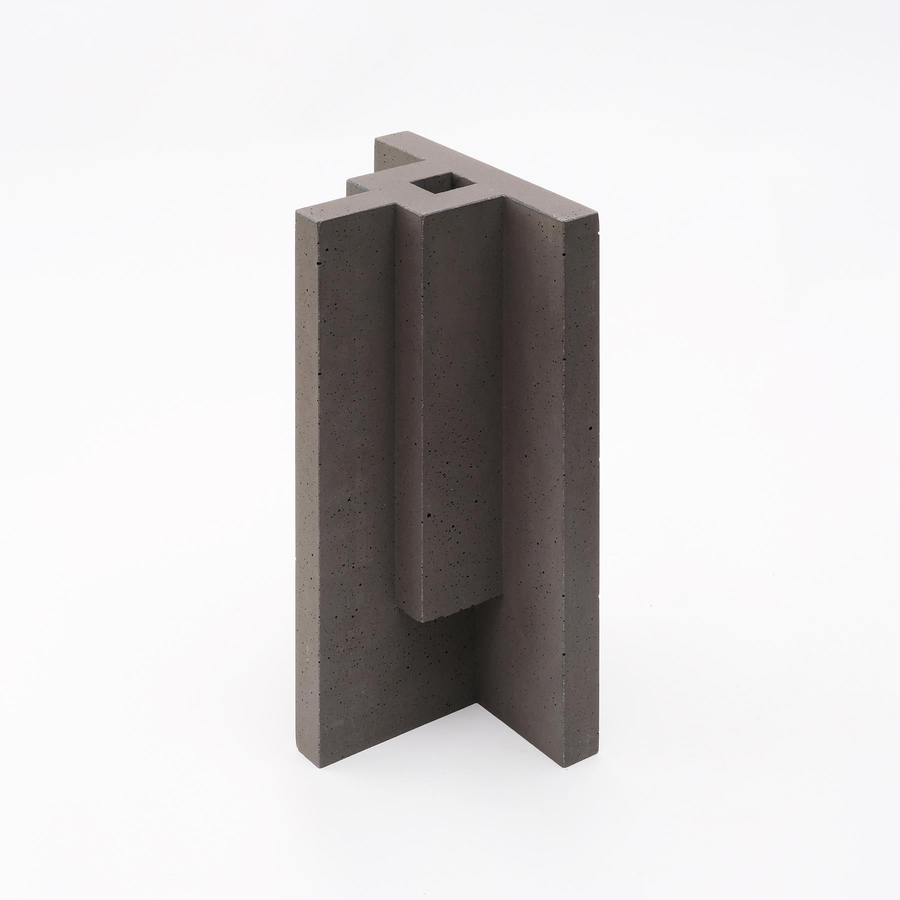 Italian Chandigarh I - Natural Concrete -  Design Vase Paolo Giordano Cement Cast For Sale