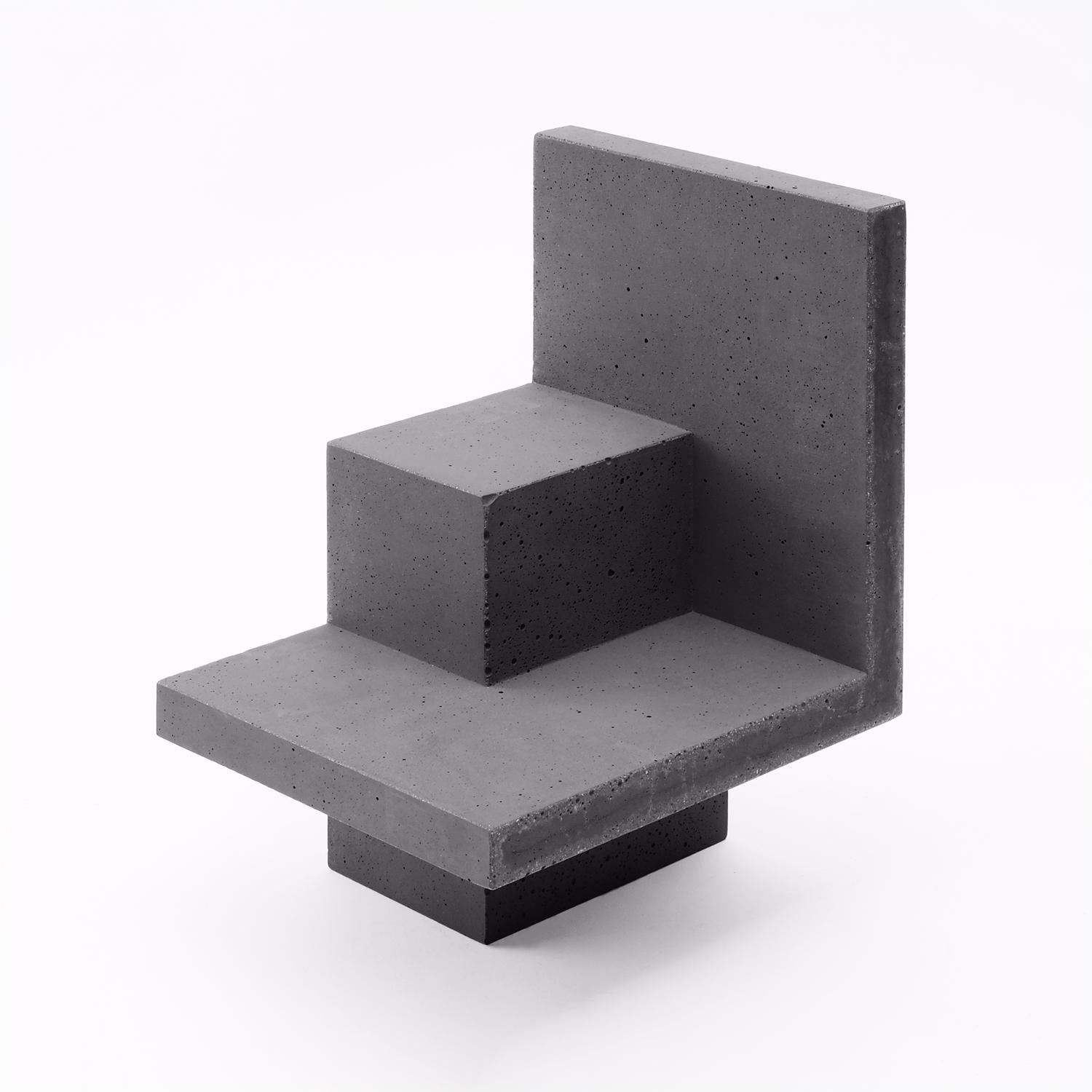 Italian Chandigarh II - Dark Grey - Design Vase Paolo Giordano Cement Cast For Sale