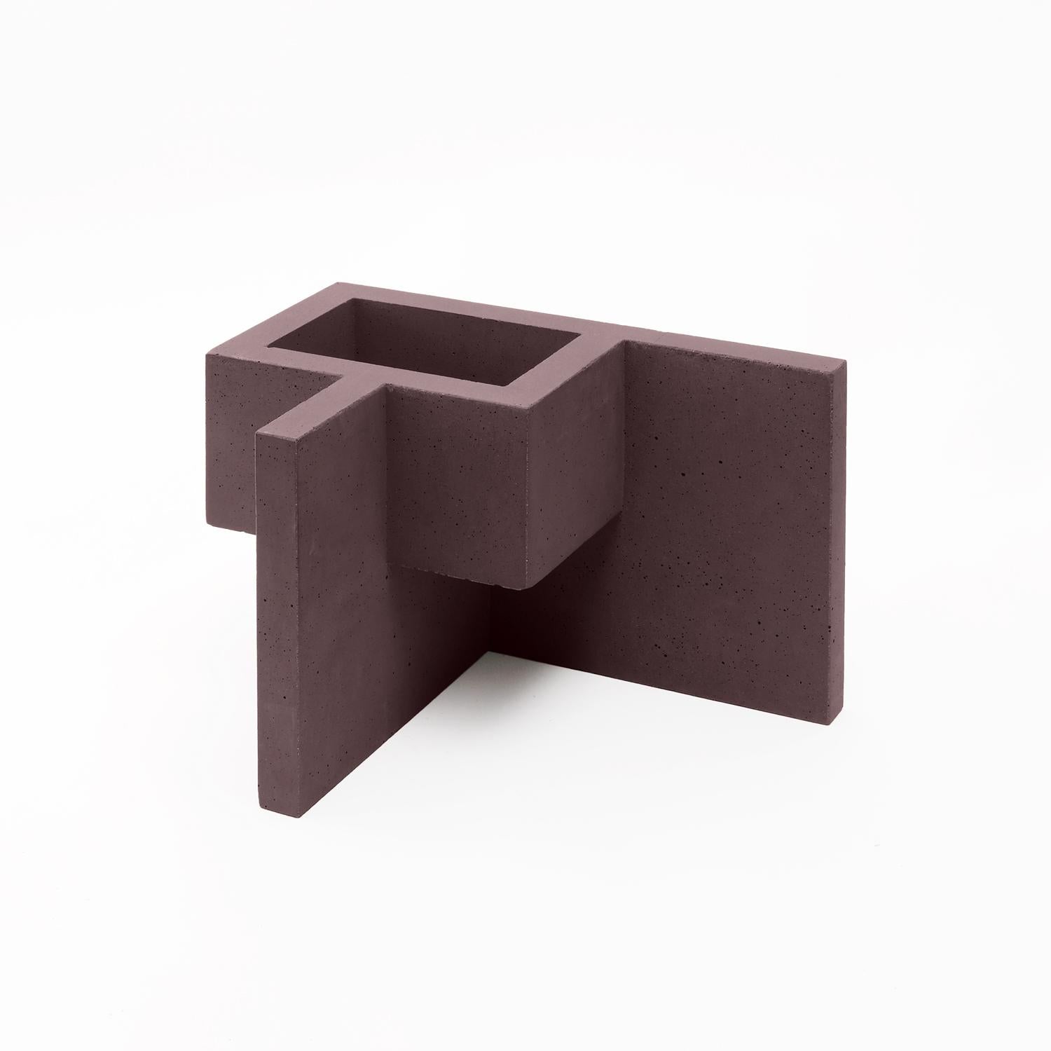 Modern Chandigarh II - Marsala Brown - Design Sculpture Paolo Giordano Cement Cast For Sale