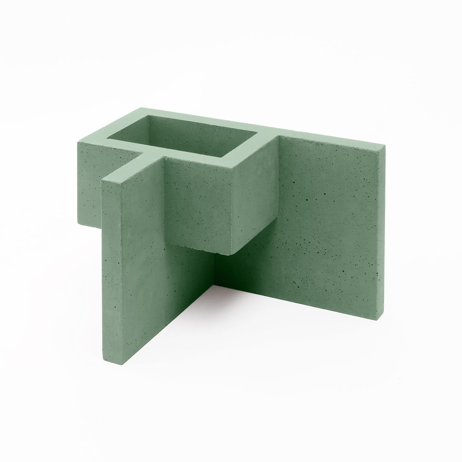 Modern Chandigarh II - Mint Green - Design Vase Paolo Giordano Cement Cast For Sale