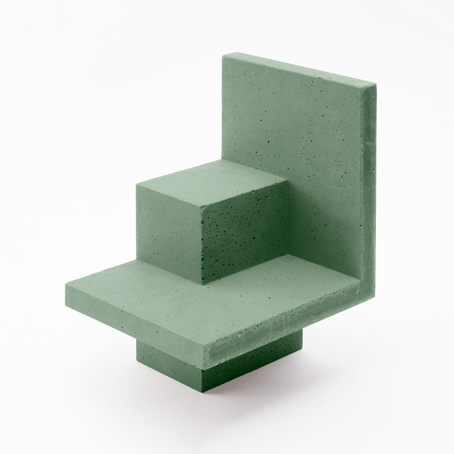 Italian Chandigarh II - Mint Green - Design Vase Paolo Giordano Cement Cast For Sale