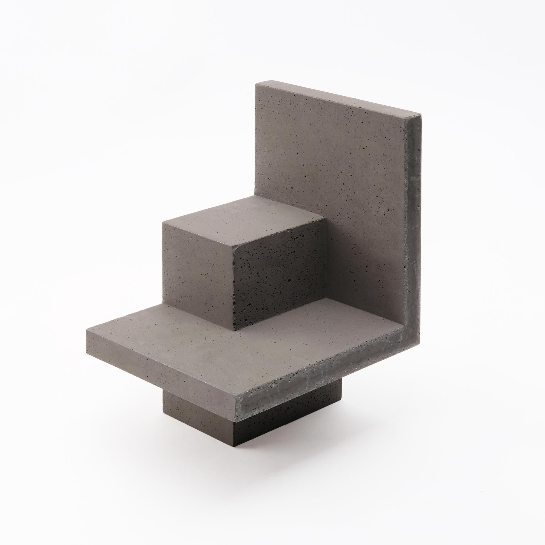 Italian Chandigarh II - Natural Concrete -  Design Vase Paolo Giordano Cement Cast For Sale