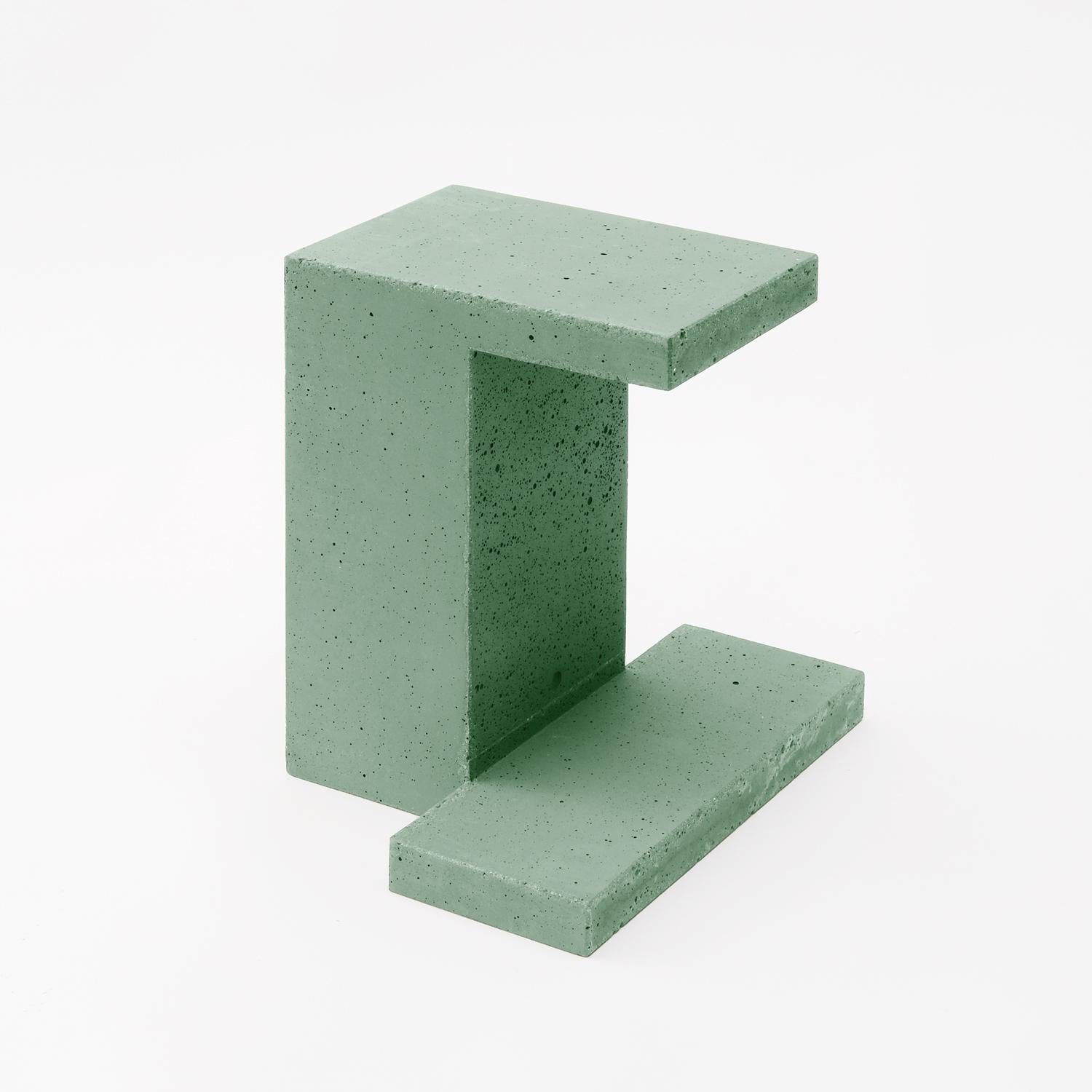 Italian Chandigarh III - Mint Green - Design Vase Paolo Giordano Cement Cast For Sale