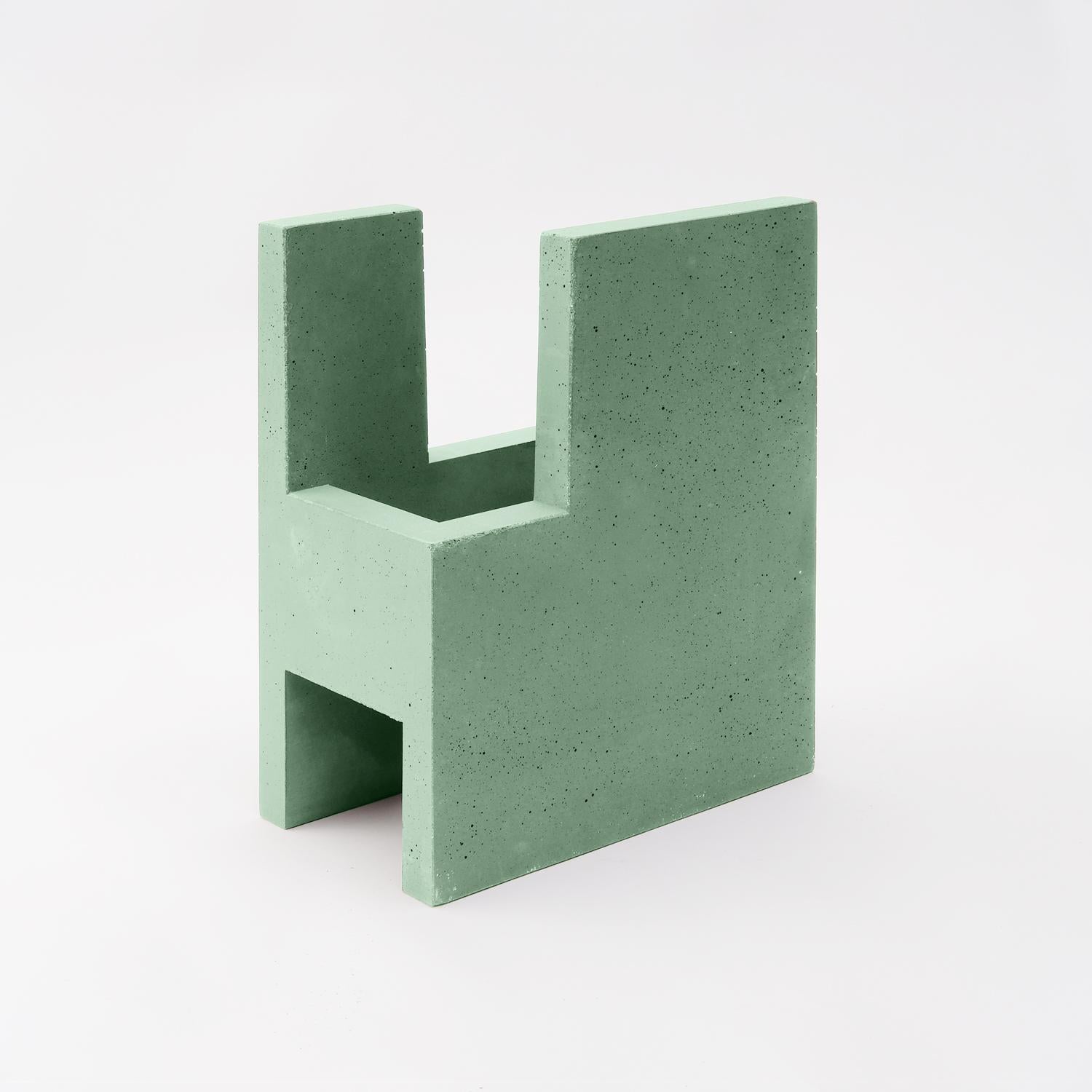 Modern Chandigarh IV - Mint Green - Design Vase Paolo Giordano Cement Cast For Sale
