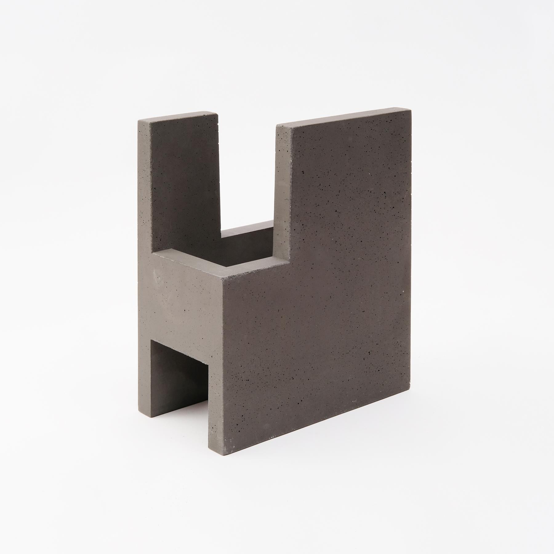 Modern Chandigarh IV - Natural Concrete -  Design Vase Paolo Giordano Cement Cast For Sale
