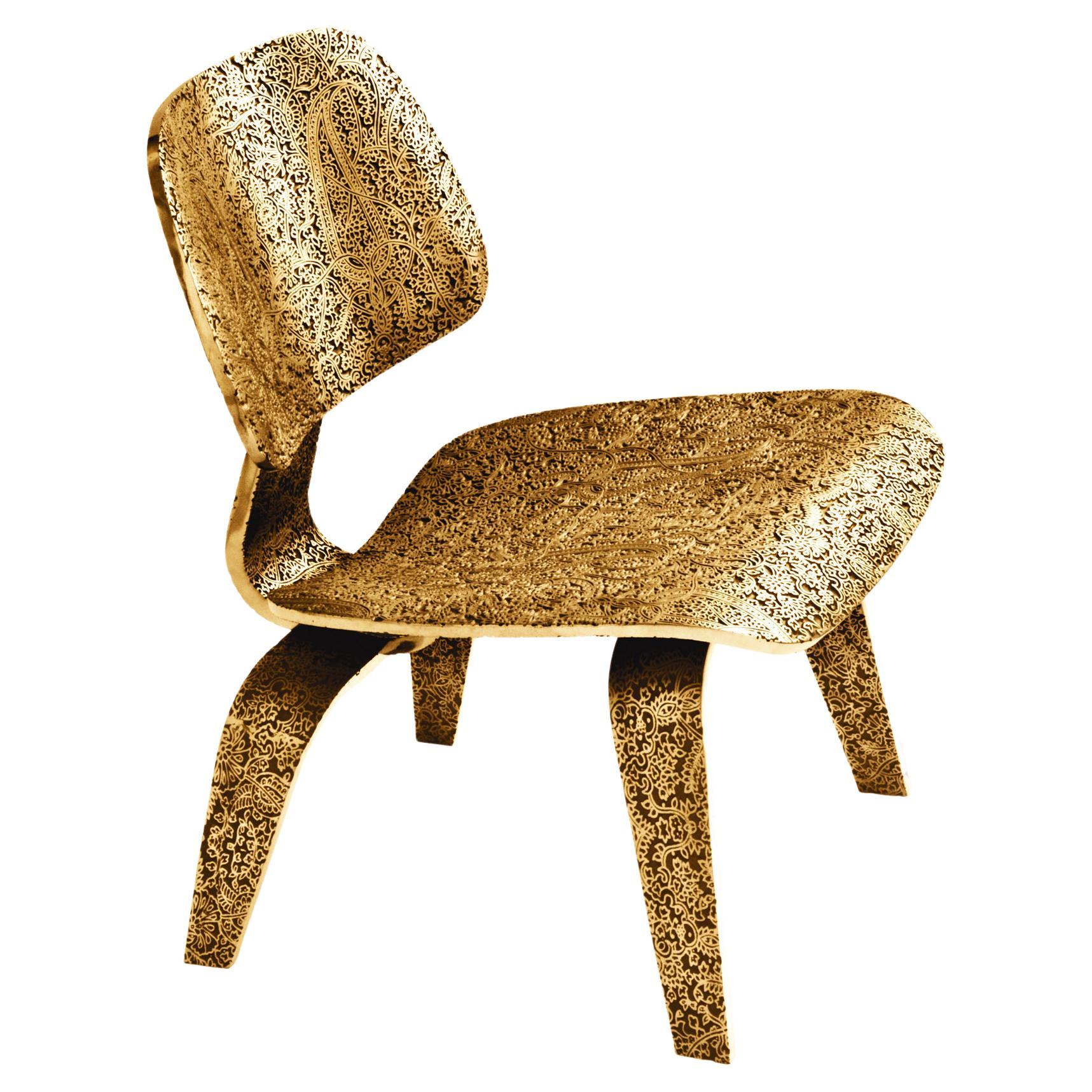Ethno Eames - Gold - Design Chair Paolo Giordano Edition Cast Plated For Sale
