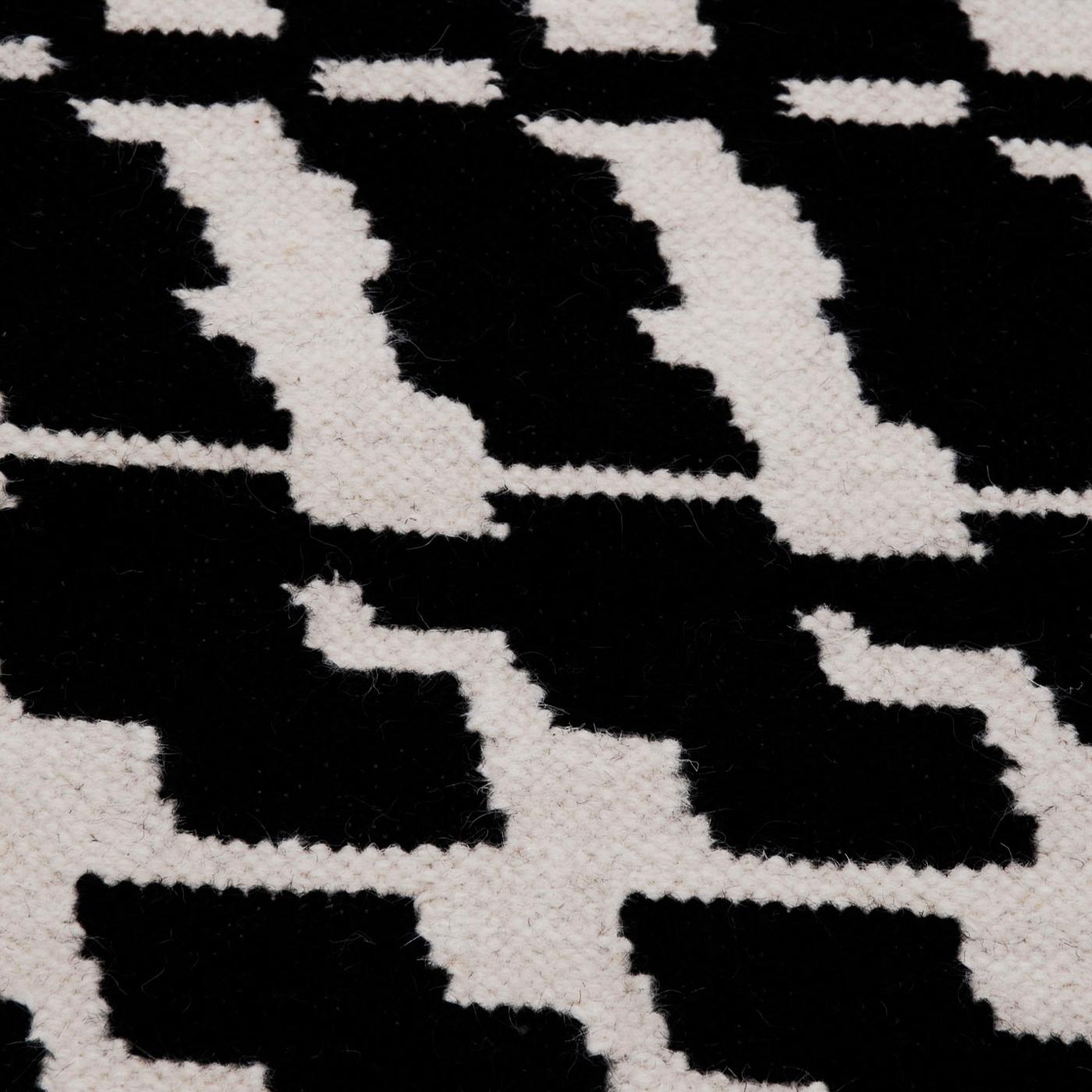 Indian Fuoritempo - Black White - Design Kilim Rug Paolo Giordano Wool Carpet Cotton For Sale
