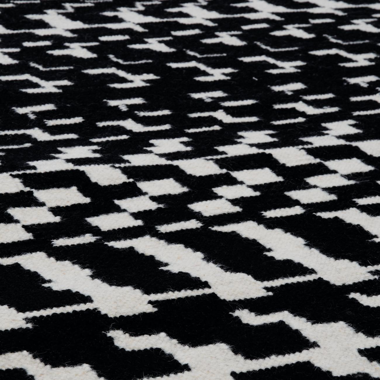 Hand-Woven Fuoritempo - Black White - Design Kilim Rug Paolo Giordano Wool Carpet Cotton For Sale