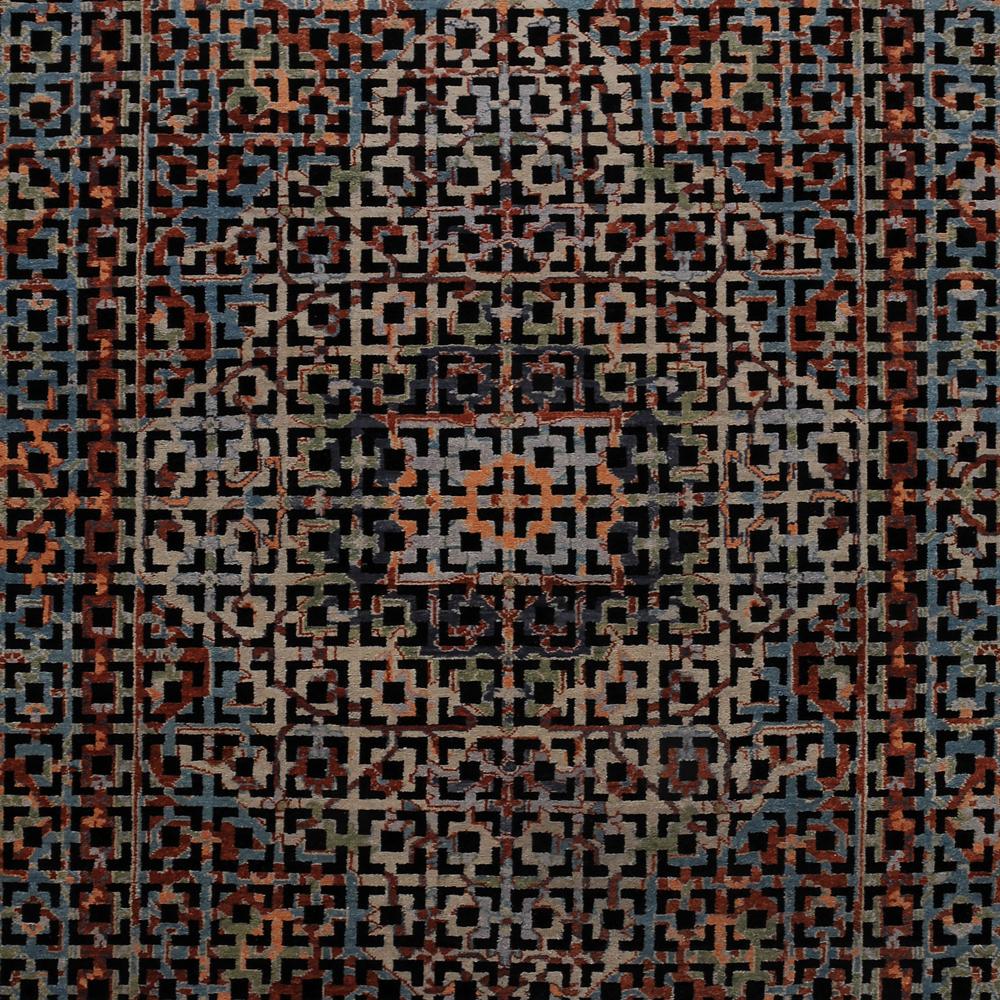 Hand-Knotted Mash-Up I - Design Rug Paolo Giordano Wool Cotton Handknotted Brown Black Carpet For Sale