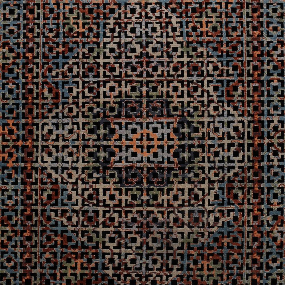 Hand-Knotted Mash-Up I - Design Rug Paolo Giordano Wool Cotton Handknotted Brown Black Carpet For Sale