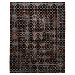 Contemporary Paolo Giordano Rug Wool Cotton Handknotted Brown Black Grey