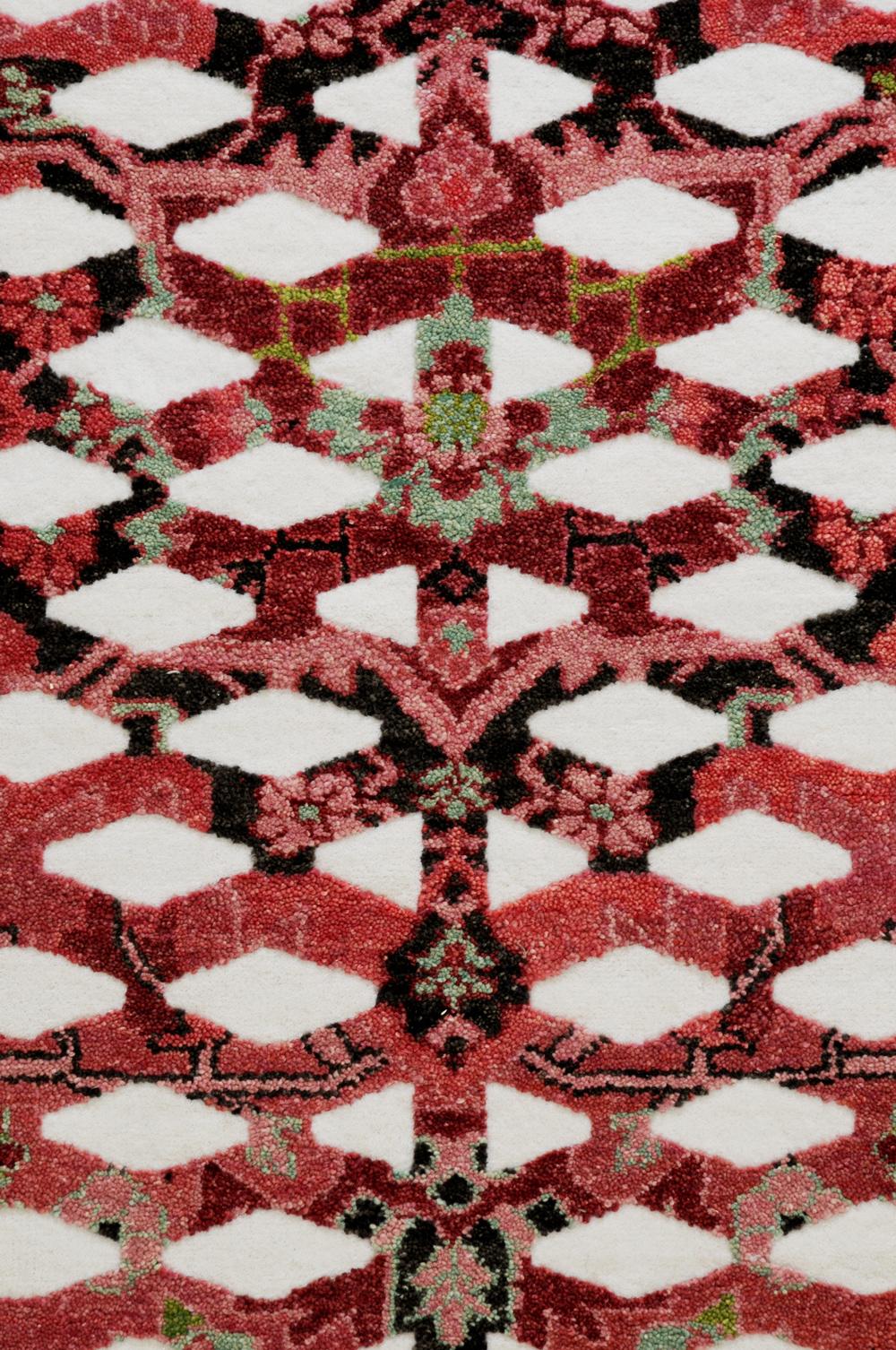 Hand-Knotted Mash-Up III - Design Rug Paolo Giordano Wool Handknotted Pink Green Carpet For Sale