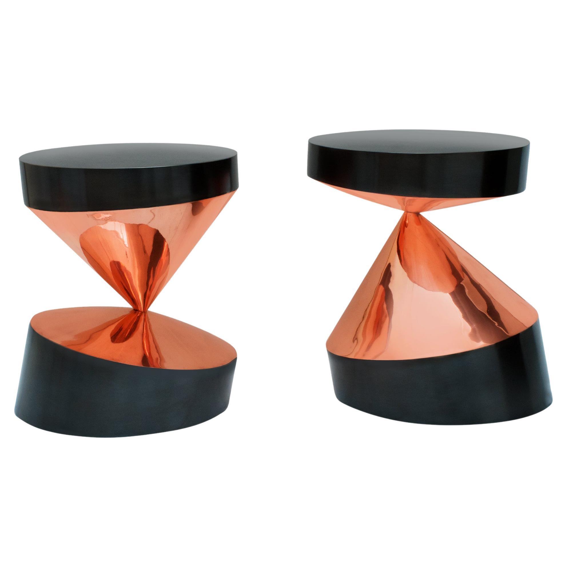Table basse design Twins Whirling en bronze de Paolo Giordano, laiton contemporain