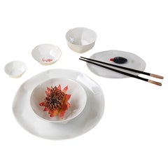 Juego de sushi contemporáneo de porcelana con textura de papel Nymphenburg Porcelain