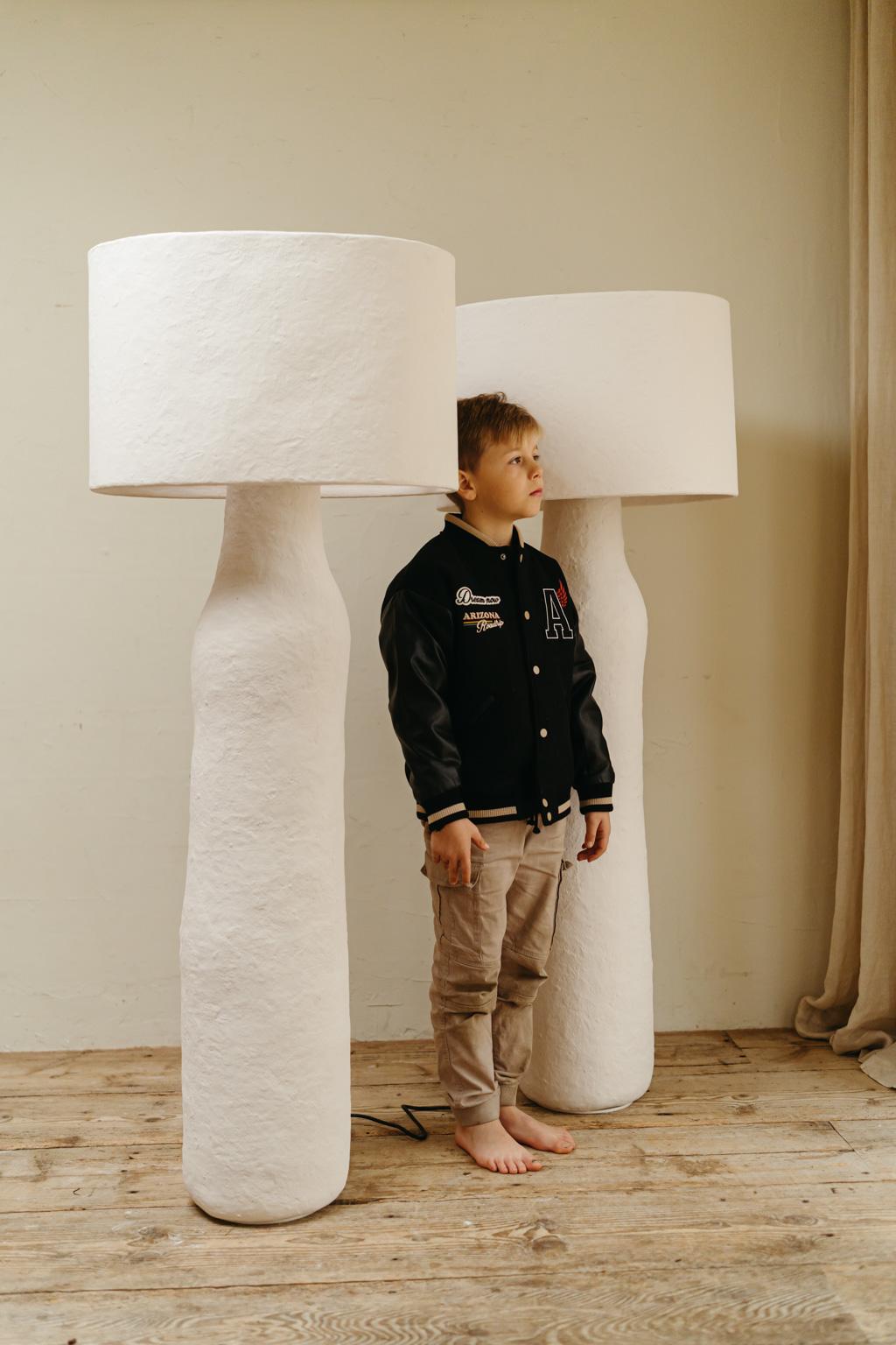Belgian Contemporary Papier Maché Floor Lamp For Sale
