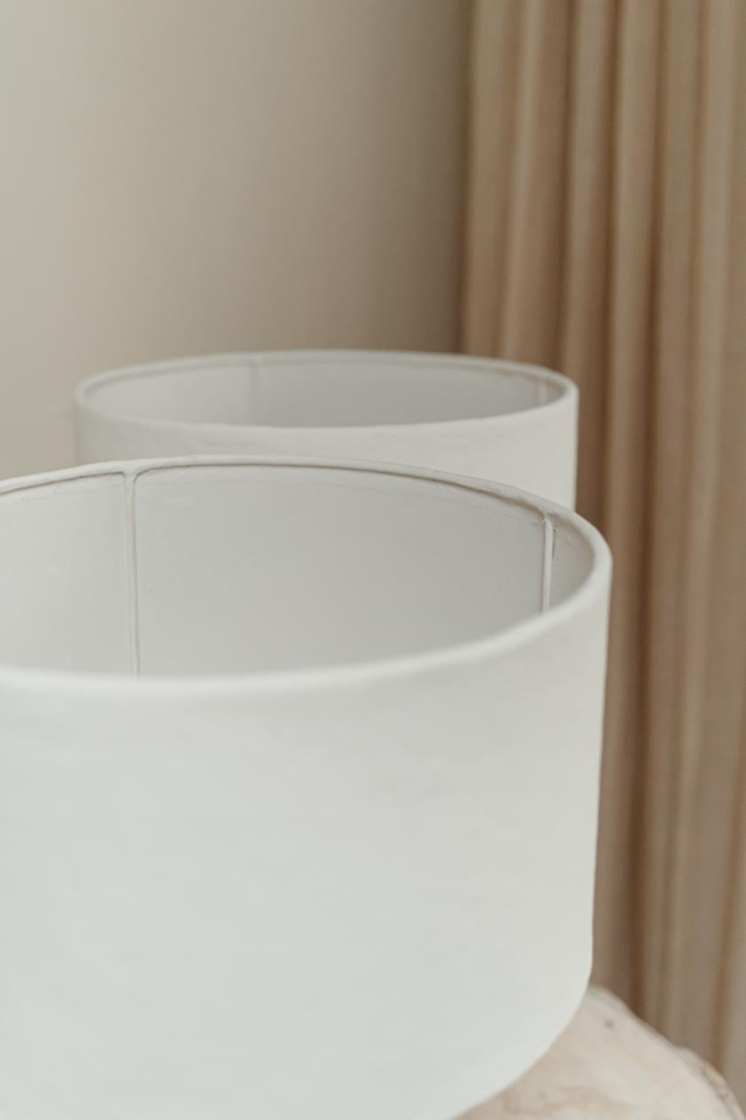Contemporary Papier Mache Lamp, roundshaped lampshade For Sale 7