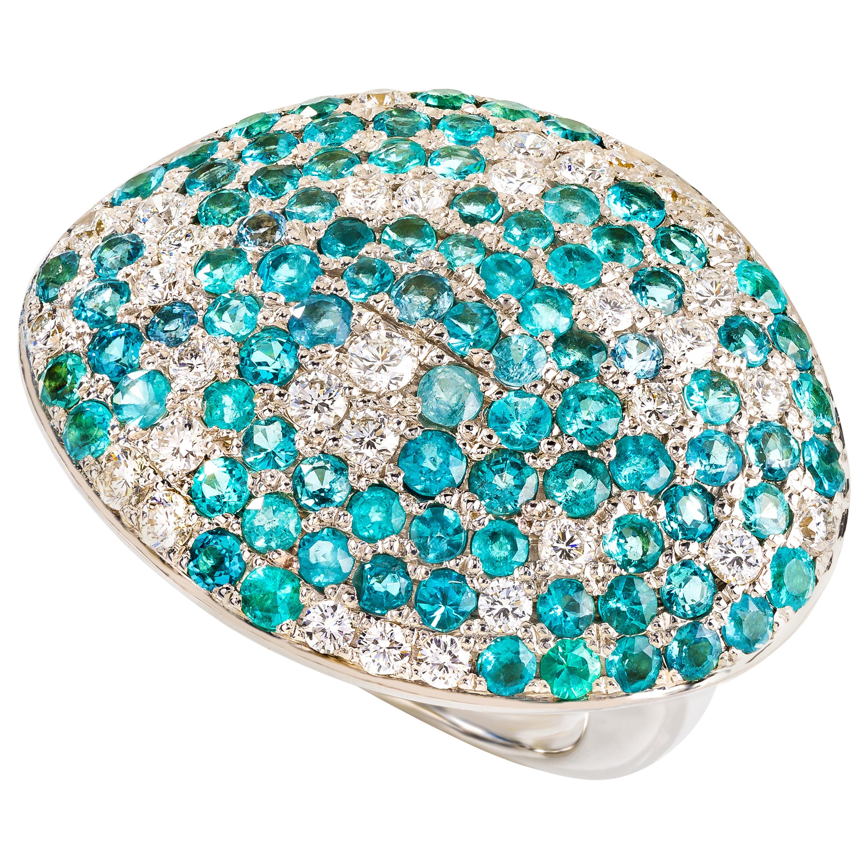 Rosior one-off Paraiba Tourmaline and Diamond Cocktail Ring set in White Gold