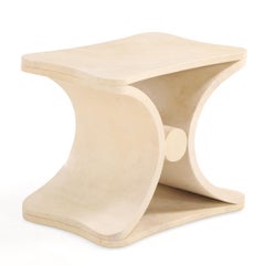 Contemporary Parchment-Covered Stool or End Table