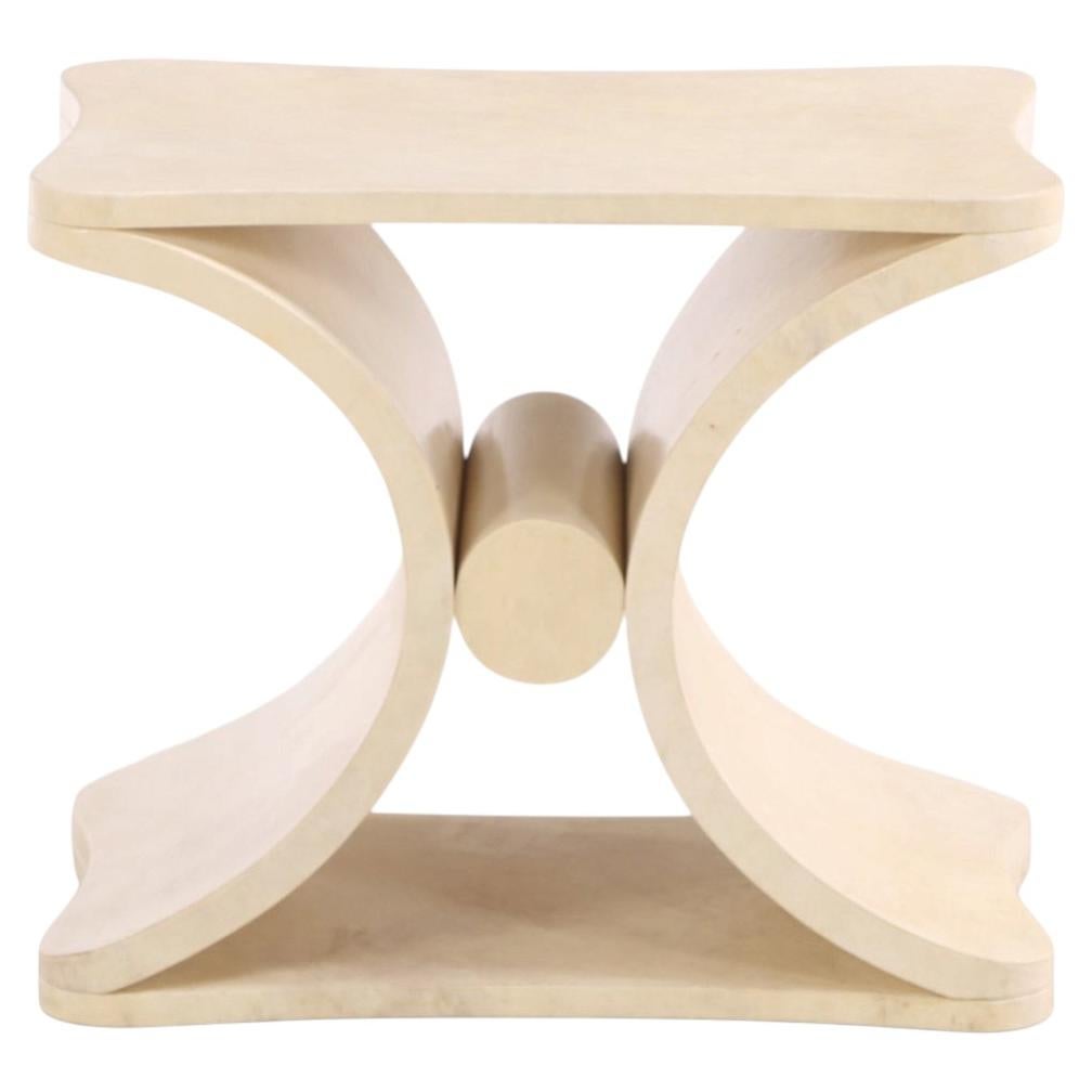 Contemporary Parchment-Covered Stool or End Table For Sale