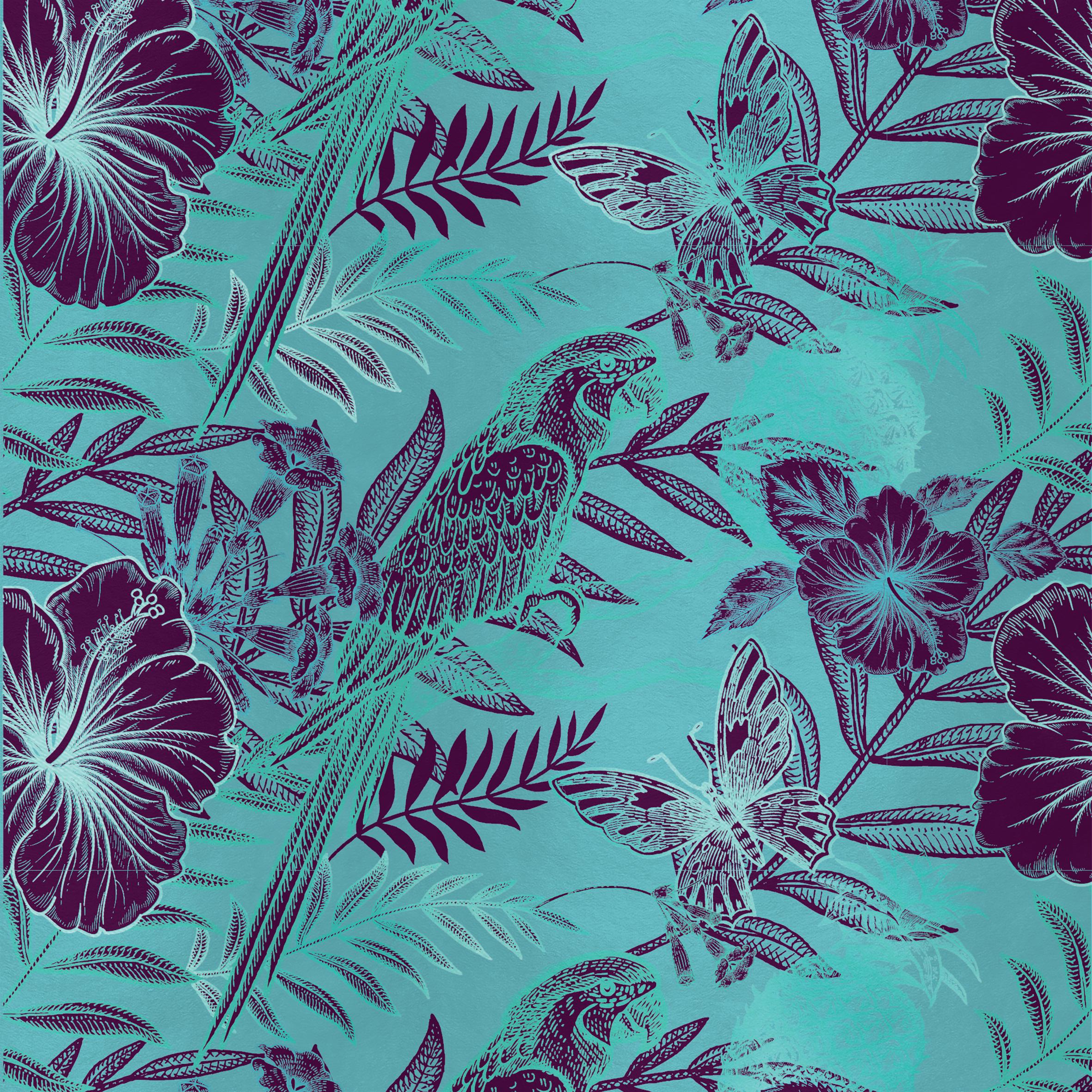 Modern Contemporary Parrot Silk Panel For Sale