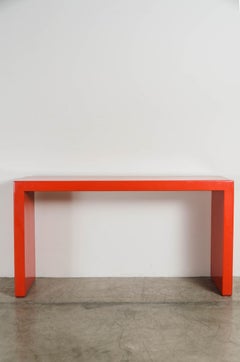 Contemporary Parsons Console in Red Lacquer by Robert Kuo, Limited Edition