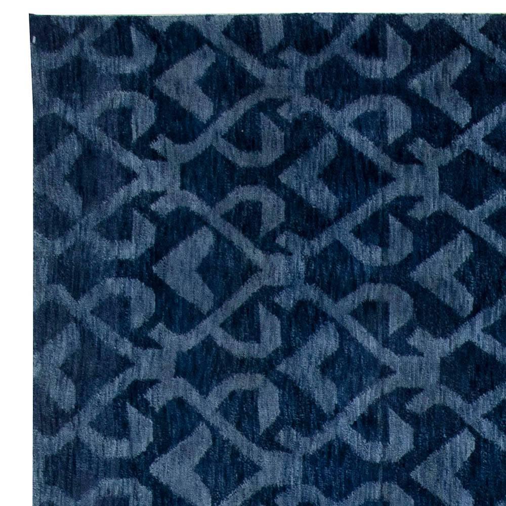 Wool Contemporary Pashmina Euro Blue Rug by Doris Leslie Blau For Sale