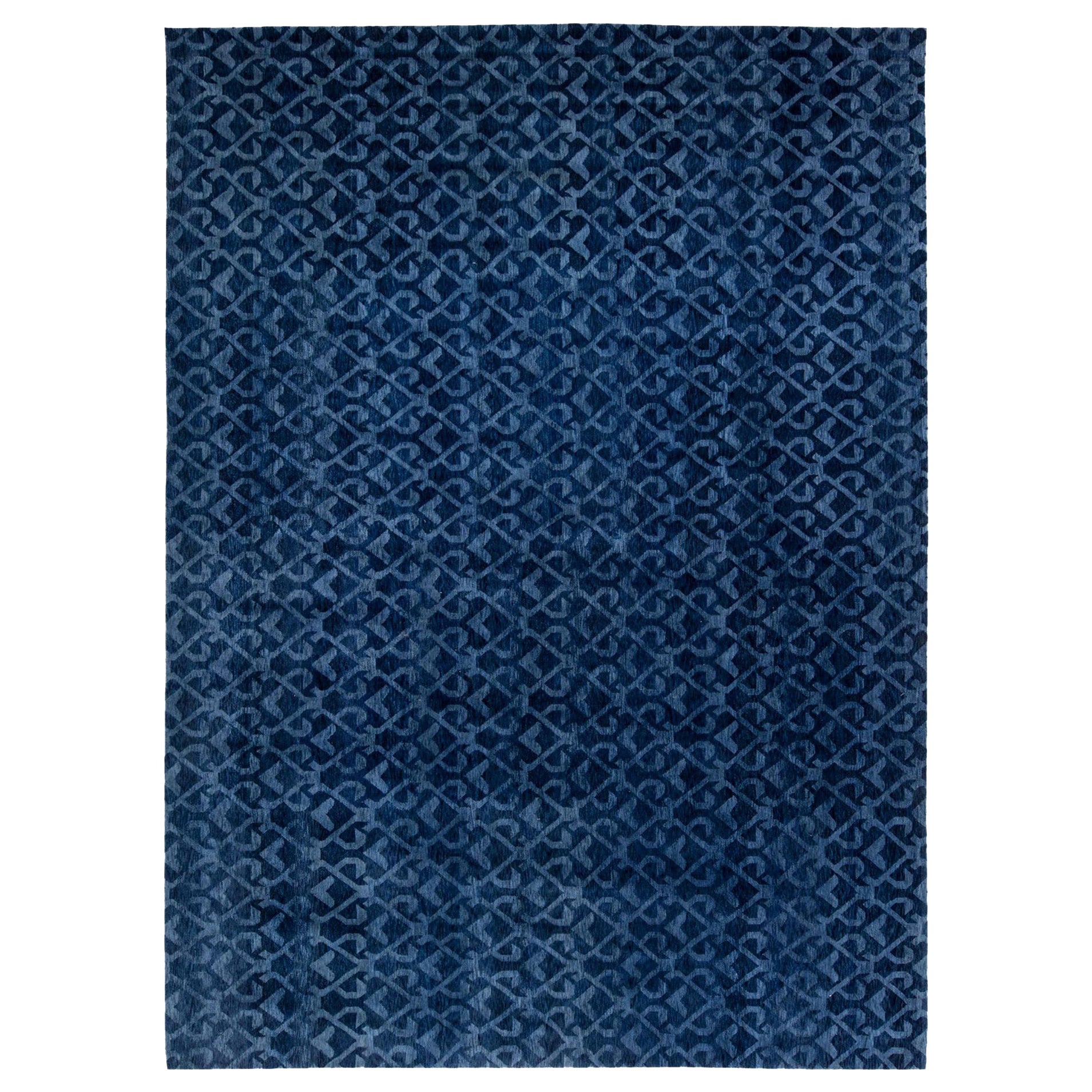 Contemporary Pashmina Euro Blue Rug by Doris Leslie Blau
