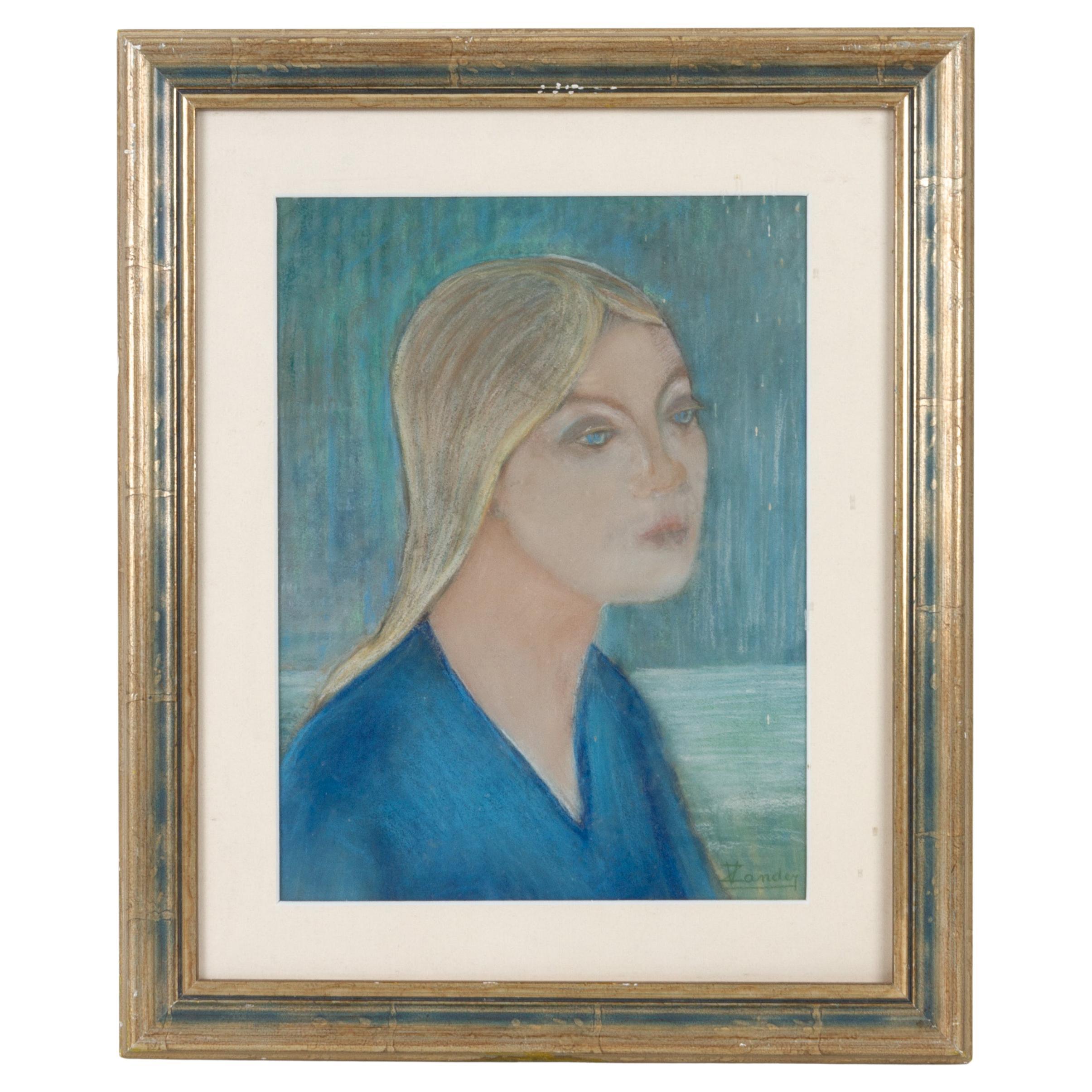 Contemporary Pastel Portrait of a Woman Signed