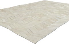 Nuovo tappeto contemporaneo in pelle di mucca patchwork dallo stile moderno