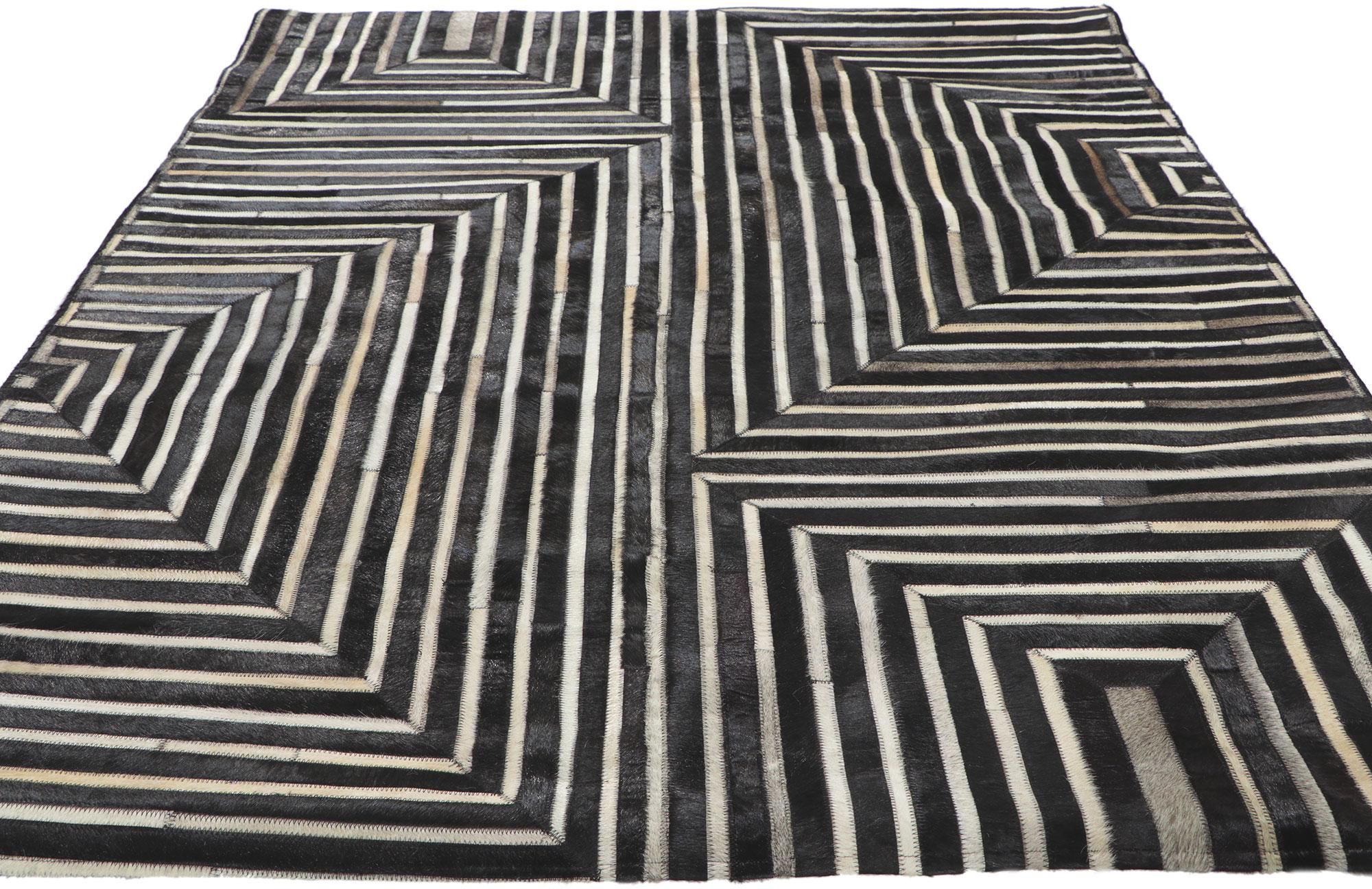 Aesthetic Movement New Contemporary Patchwork Cowhide Rug with Modern Style For Sale