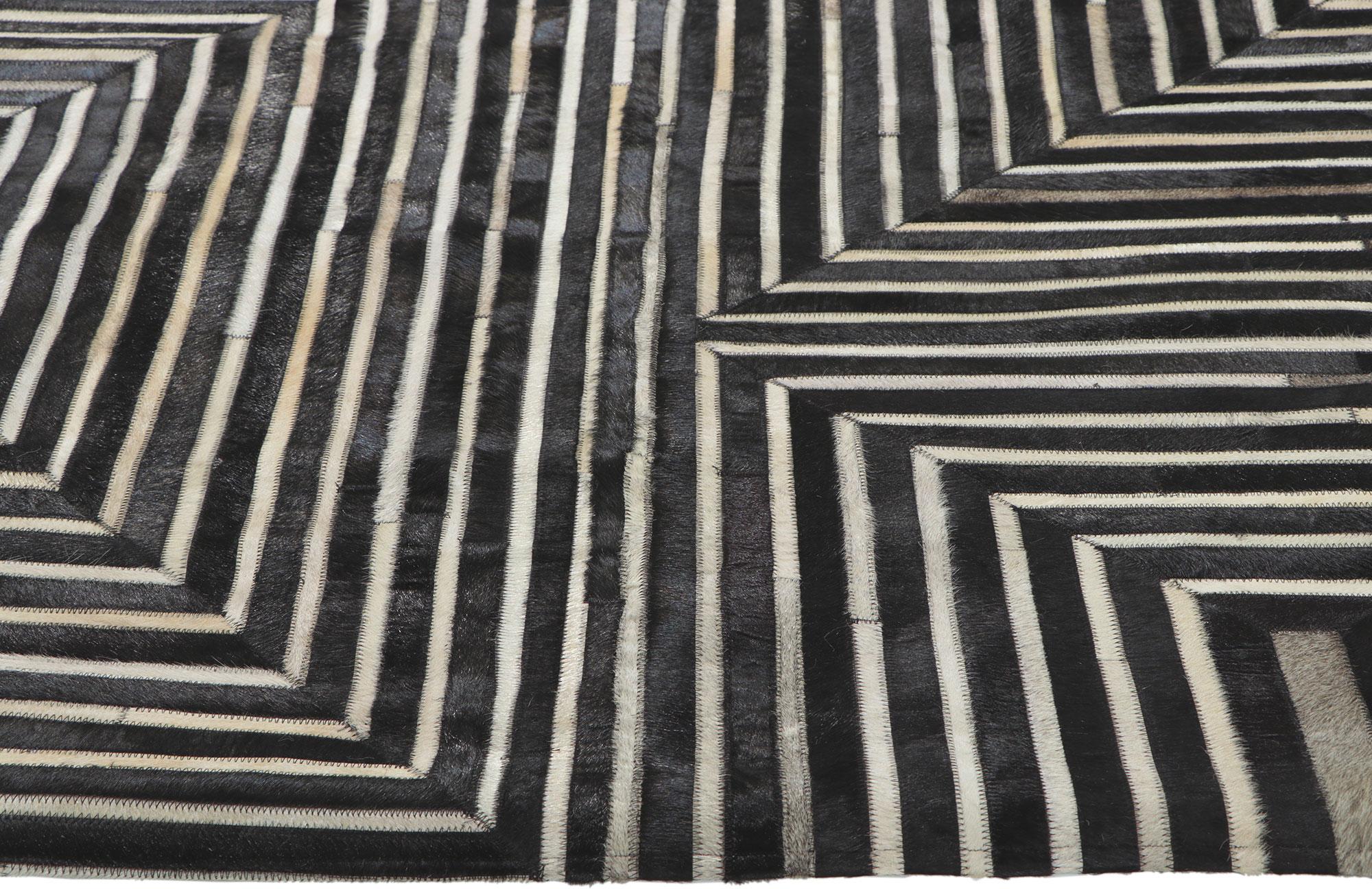 New Contemporary Patchwork Cowhide Rug with Modern Style For Sale 1