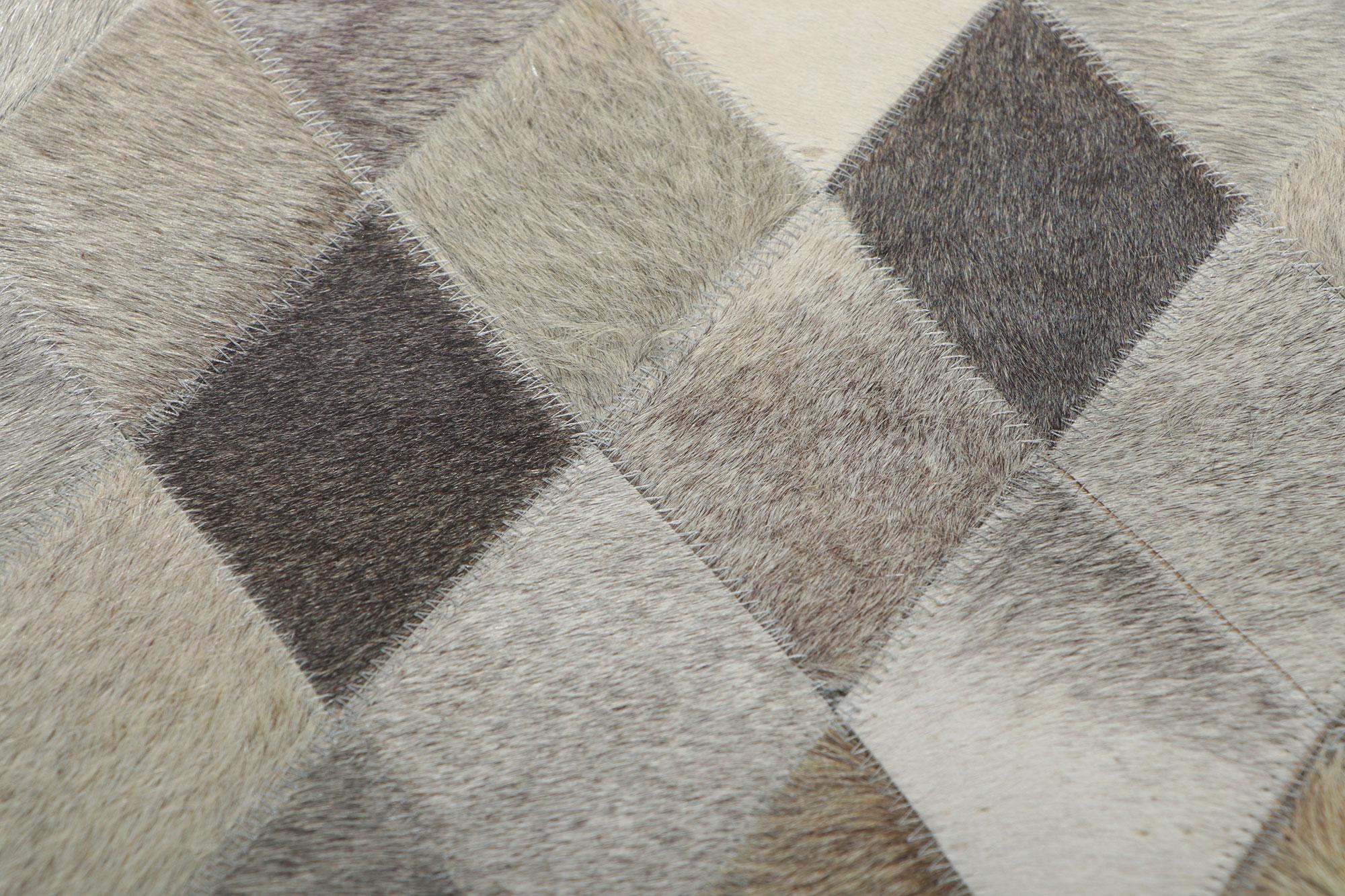 New Contemporary Patchwork Cowhide Rug with Modern Style For Sale 2