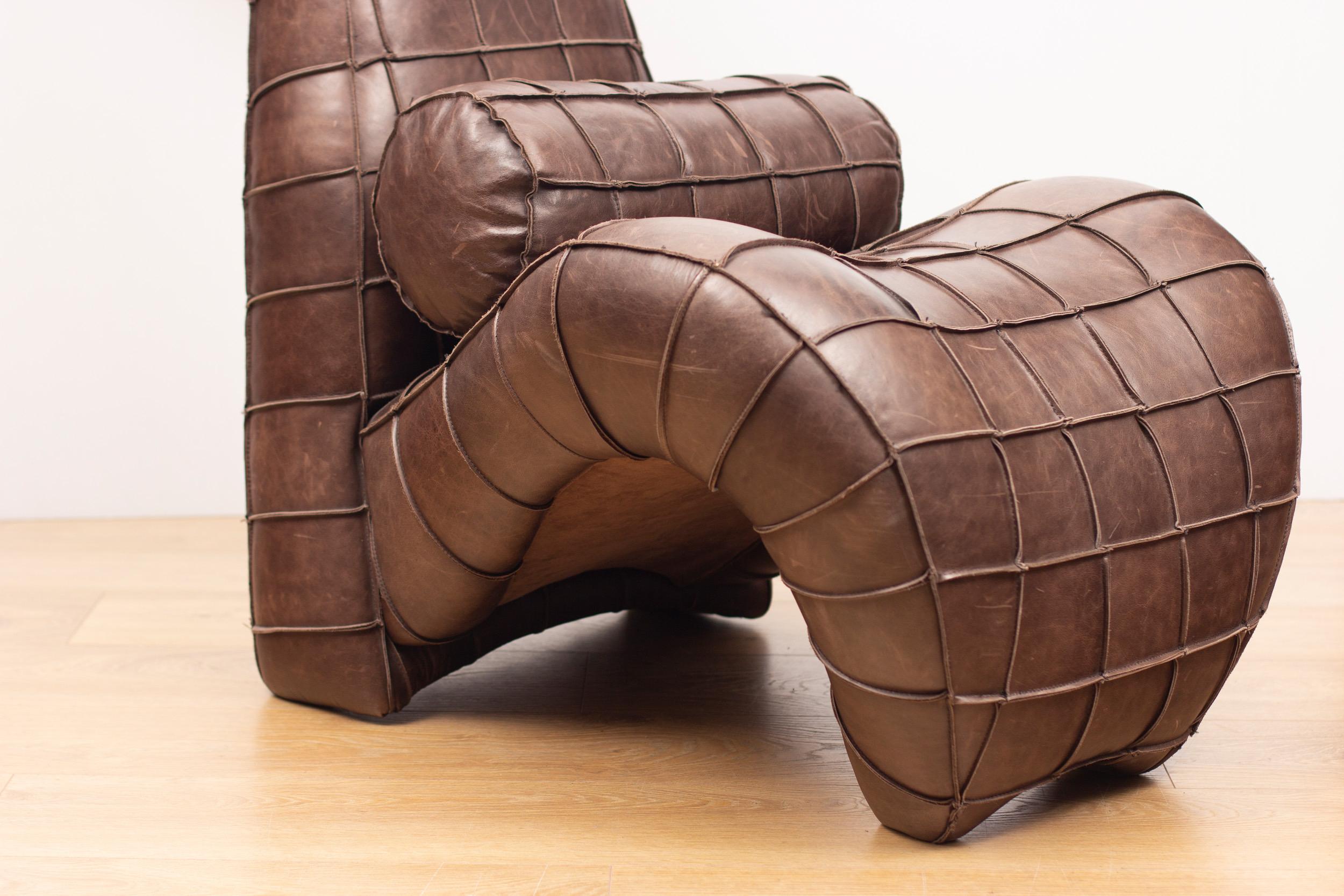 Contemporary Patchwork Leather Scorpion Chair by Jools Hannon for Chi Design For Sale 2